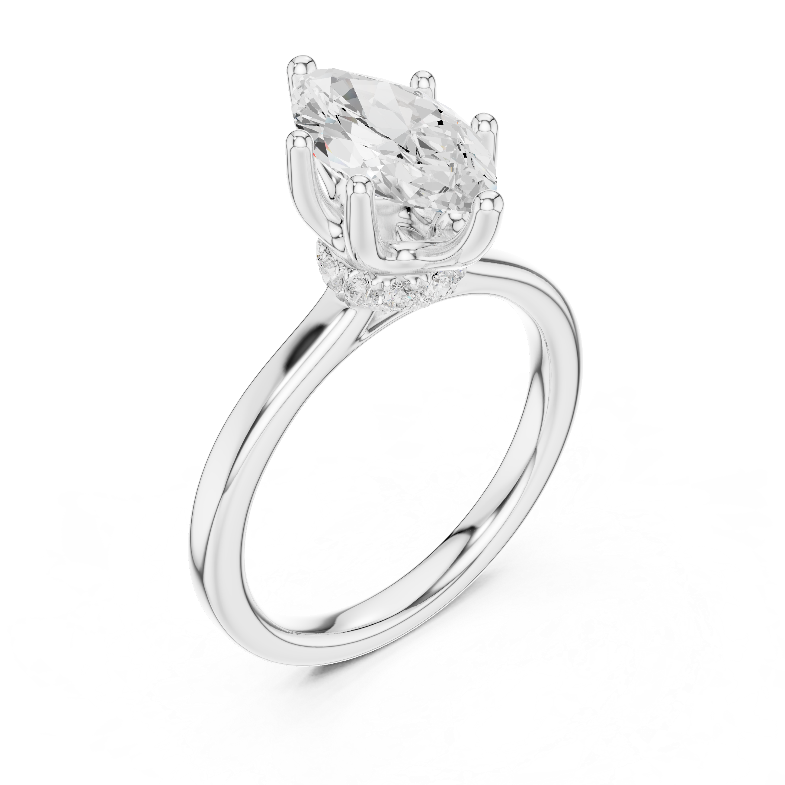 Marquise lab grown diamond petite halo statement ring