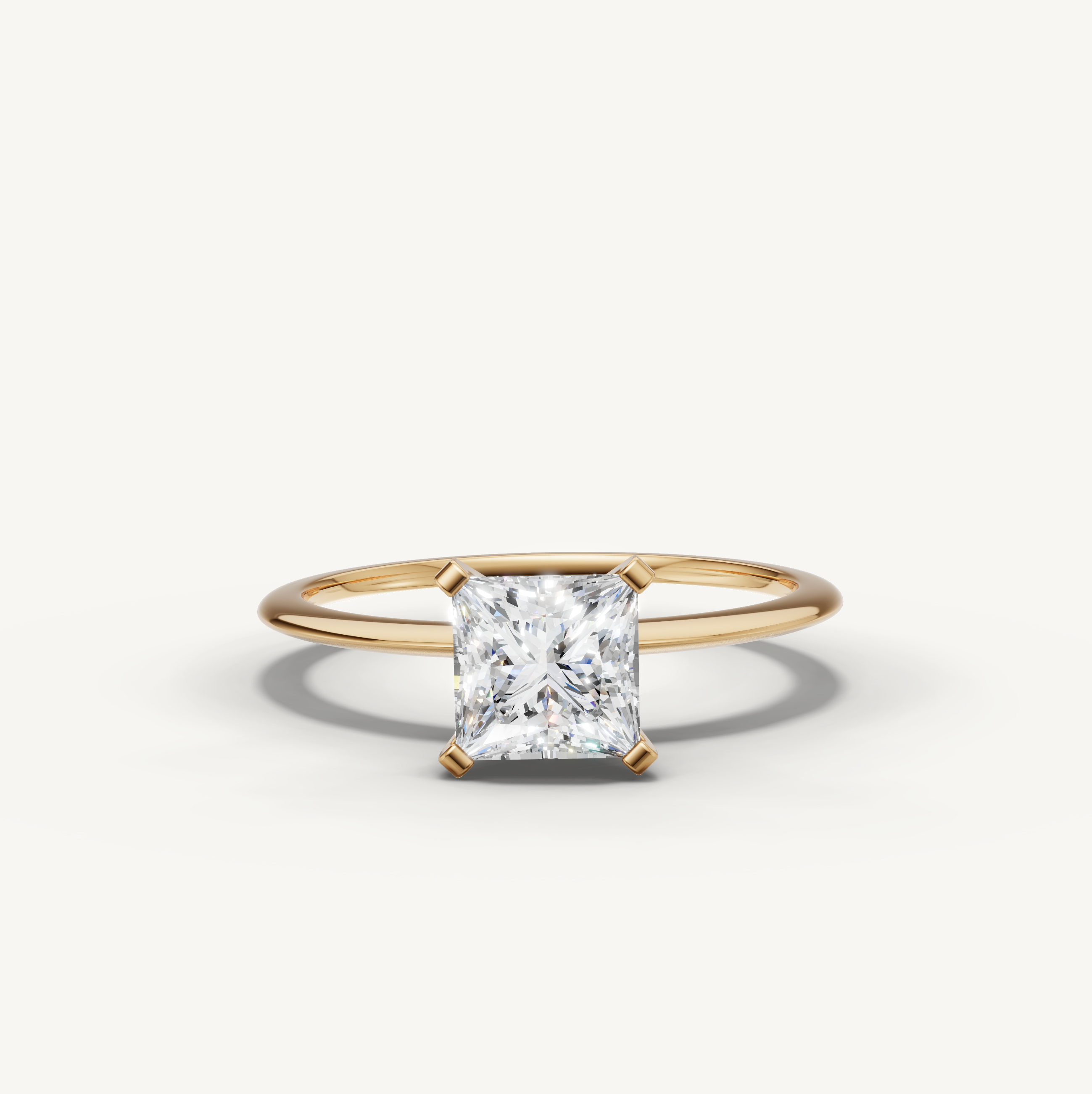 Princess cut lab grown diamond solitaire engagement ring in yellow gold by Raul Diamonds