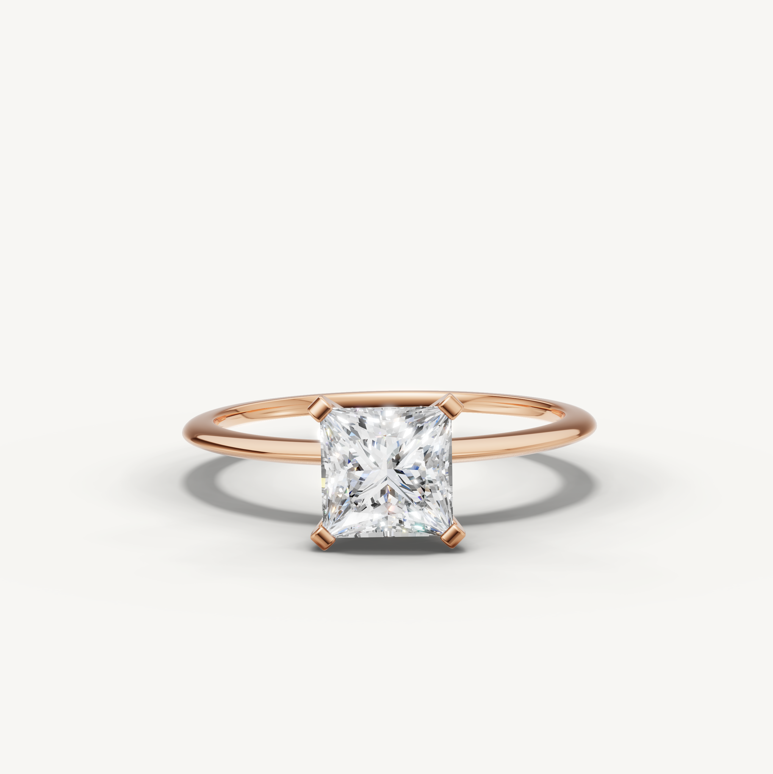 Princess cut lab grown diamond solitaire engagement ring in rose gold by Raul Diamonds