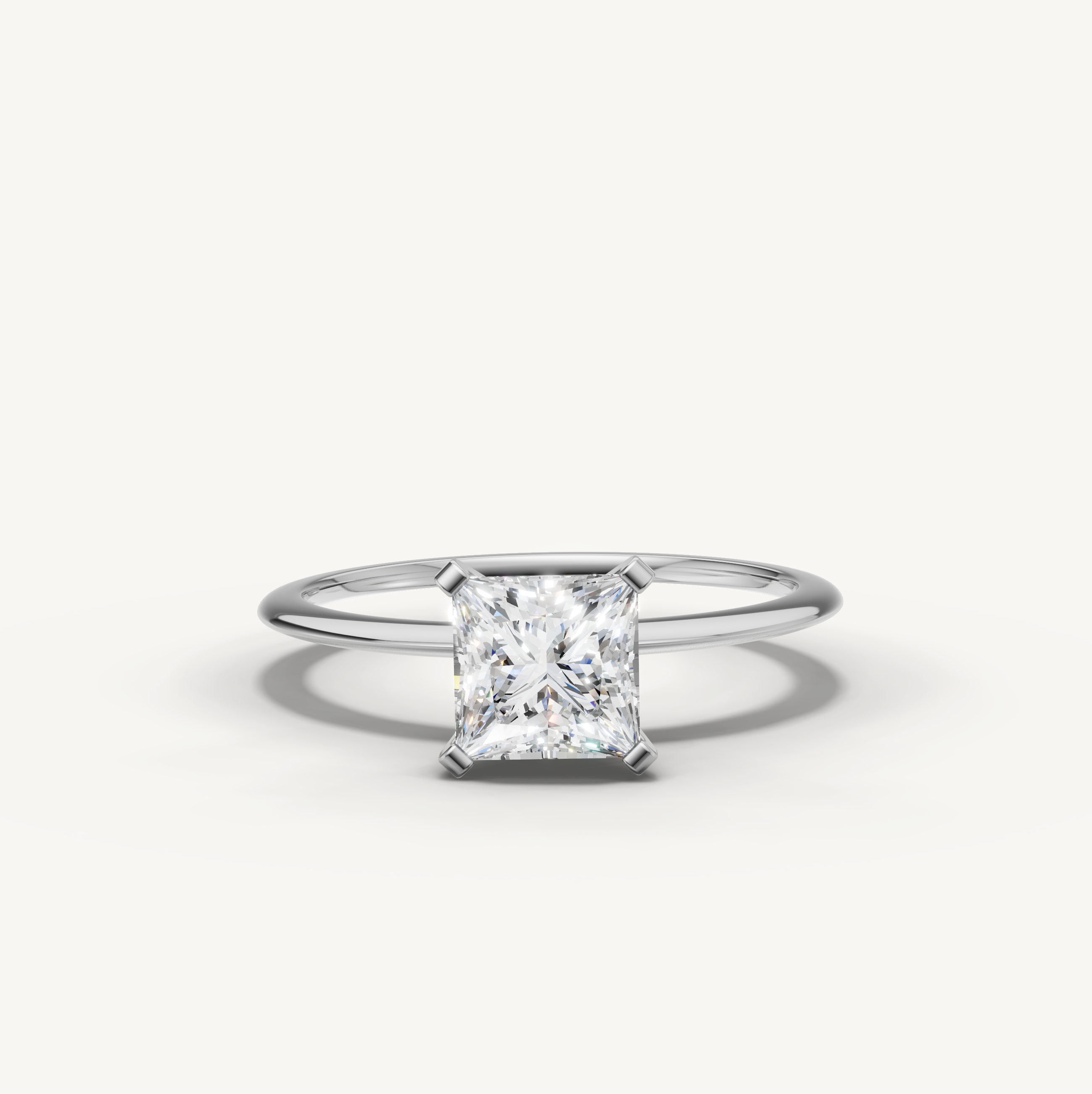 Princess cut lab grown diamond solitaire engagement ring in white gold by Raul Diamonds
