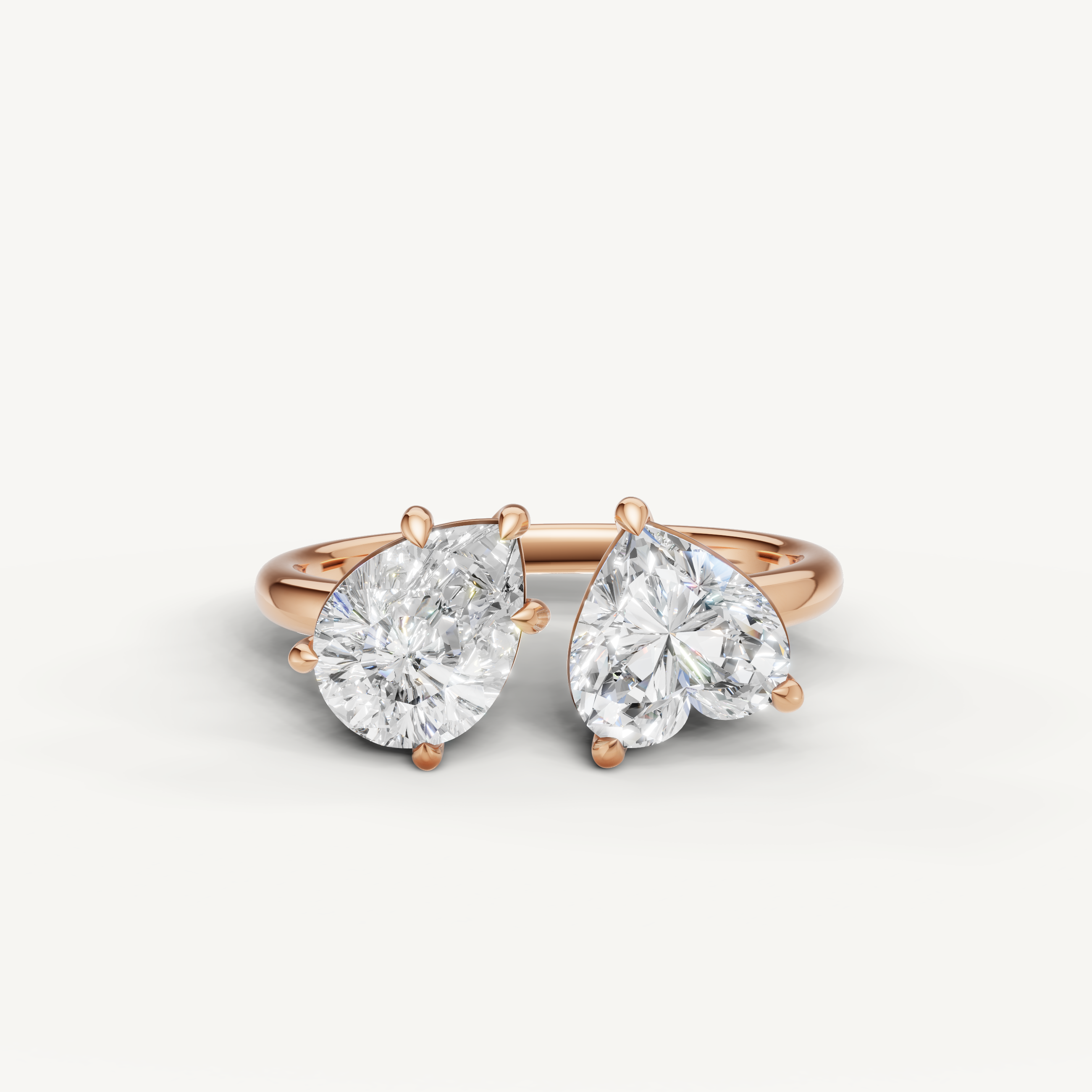 Raul Diamonds rose gold toi et moi engagement ring with pear and emerald cut diamonds