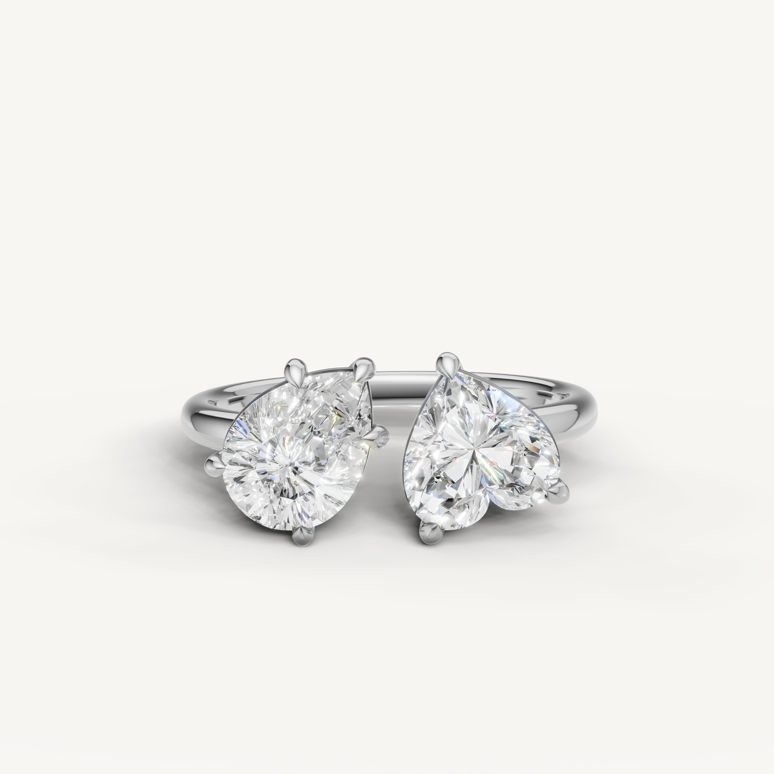 Raul Diamonds white gold toi et moi engagement ring with pear and emerald cut lab diamonds