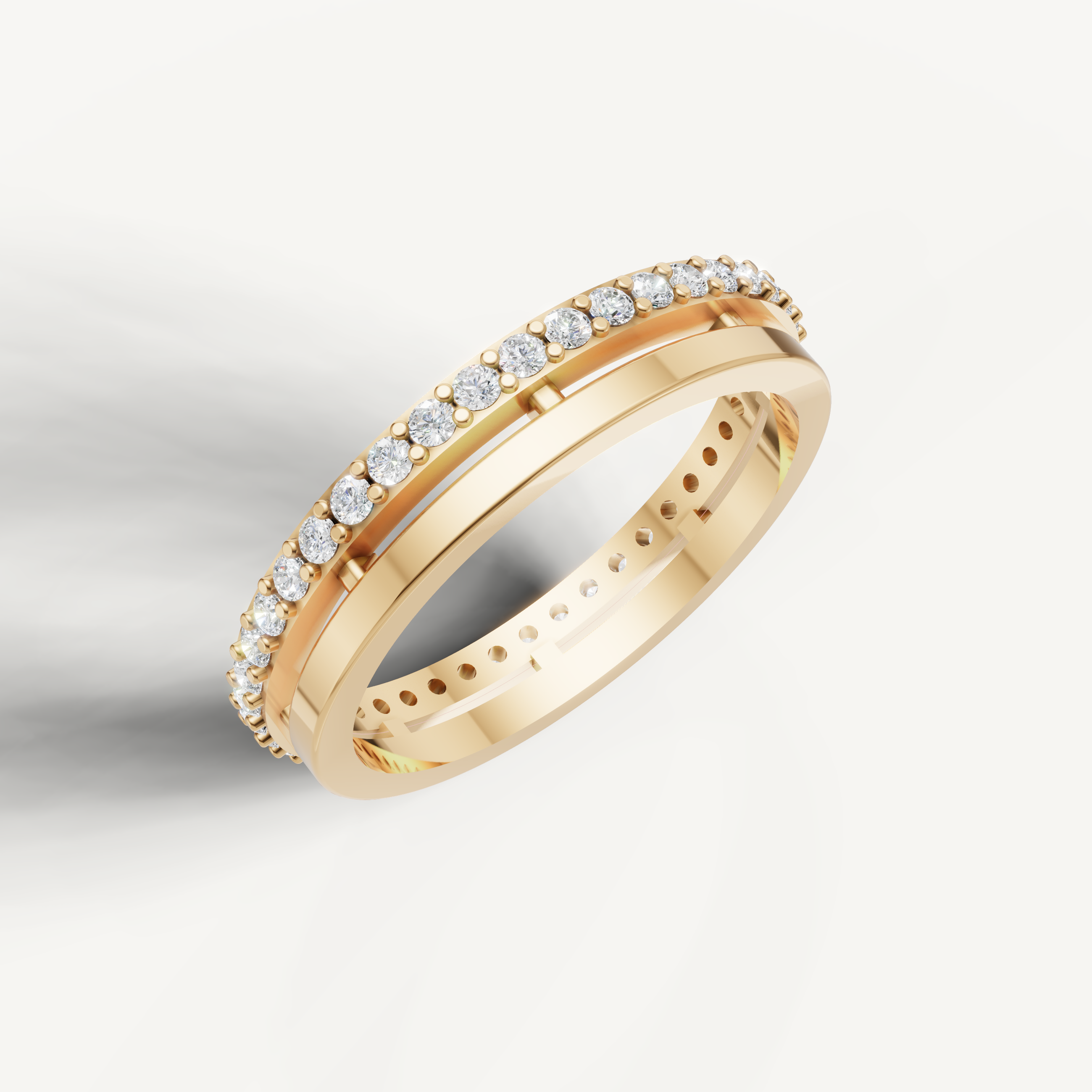 Elegant yellow gold stackable diamond wedding ring for women by Raul Diamonds