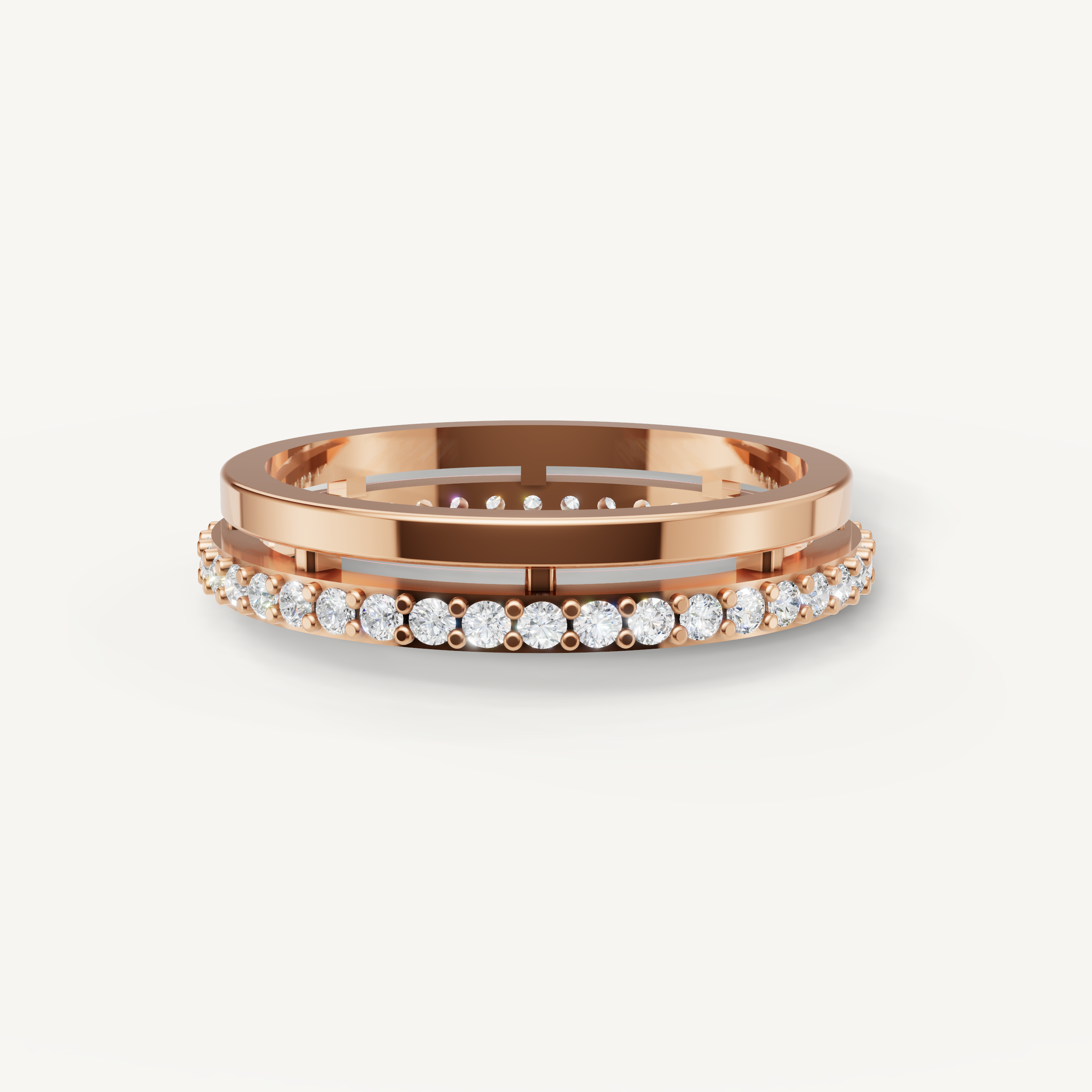 Raul Diamonds rose gold floating diamond wedding band with sparkling round stones