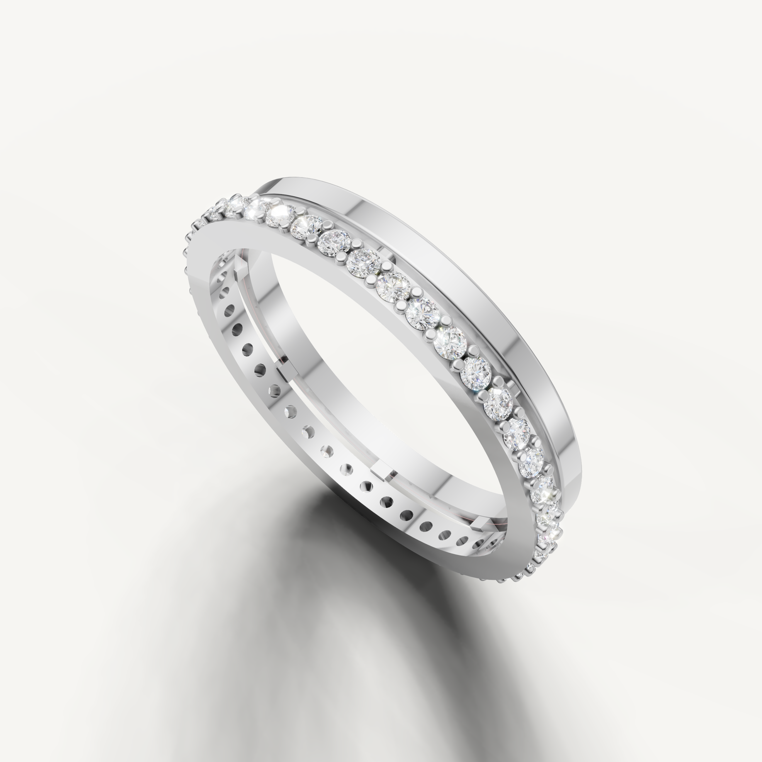 White gold slim pavé diamond anniversary band for women Raul Diamonds