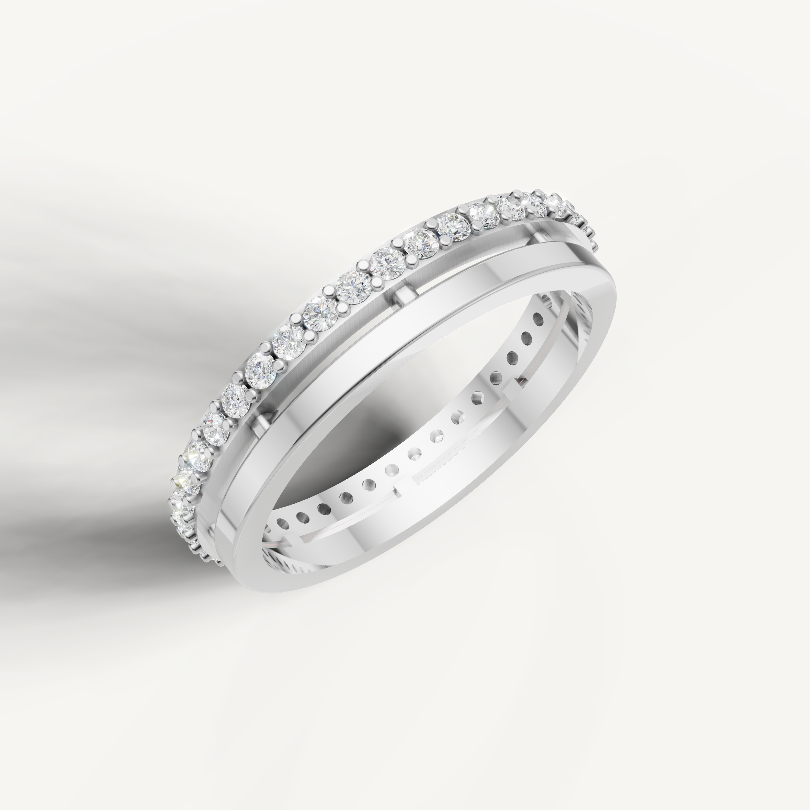 White gold stackable diamond wedding ring with modern elegance Raul Diamonds