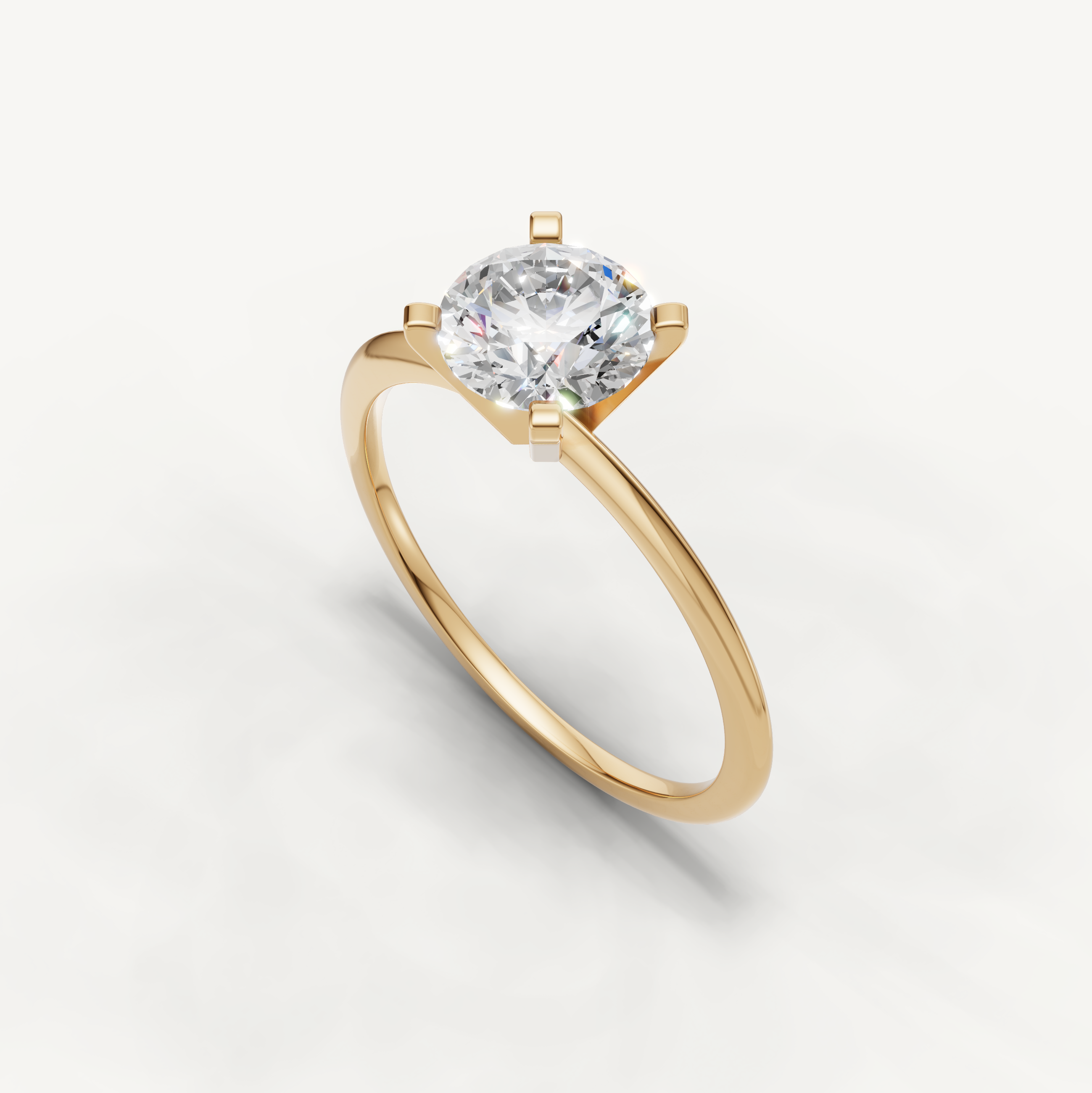 Timeless round cut diamond engagement ring in polished yellow gold by Raul Diamonds