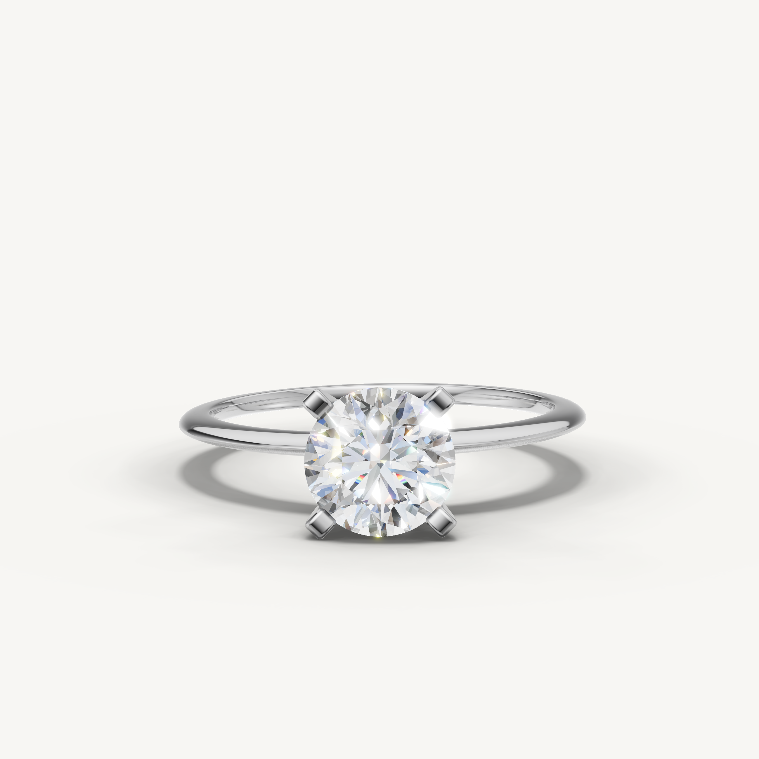 Round cut lab grown diamond solitaire engagement ring in white gold by Raul Diamonds
