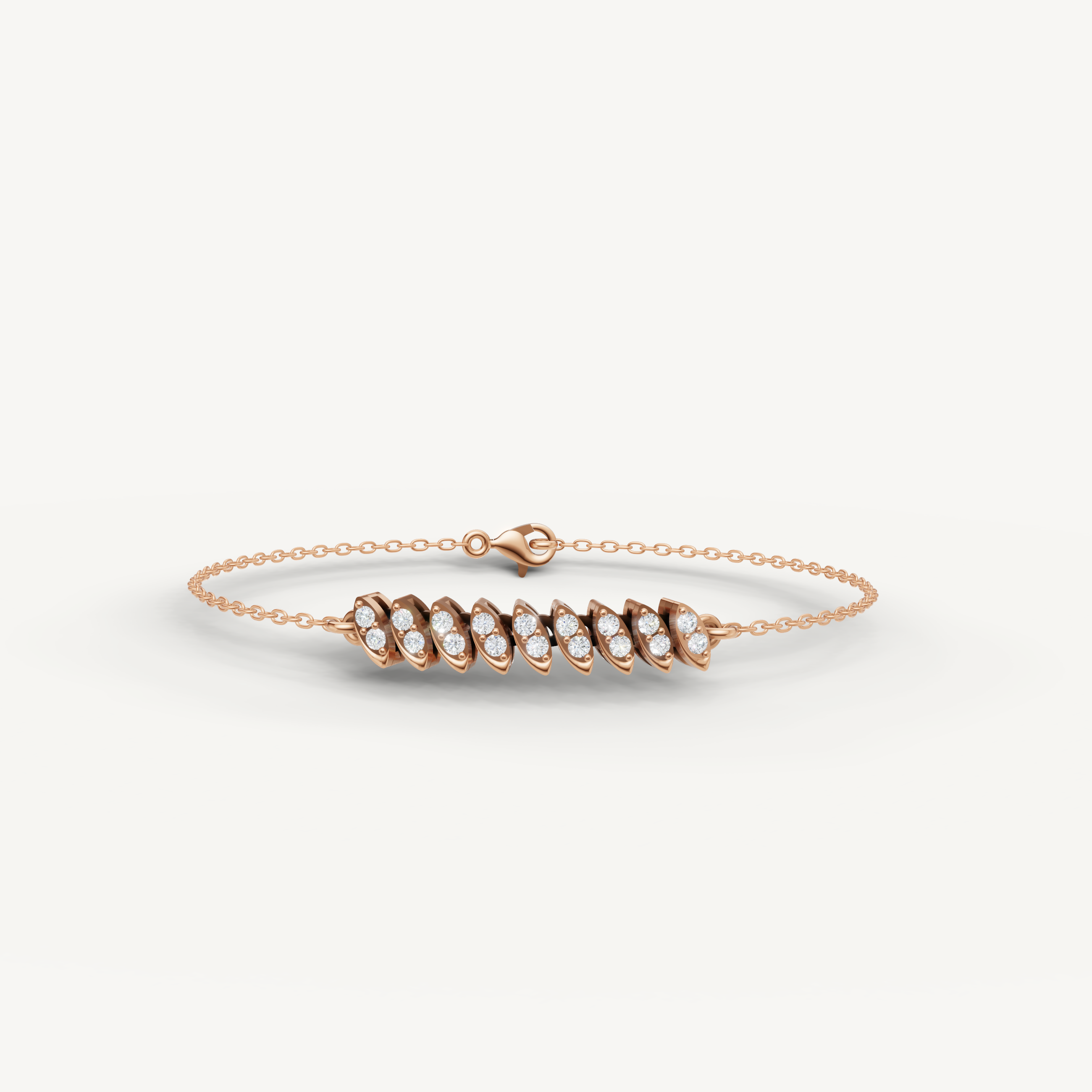 Raul Diamonds rose gold marquise diamond chain bracelet for women