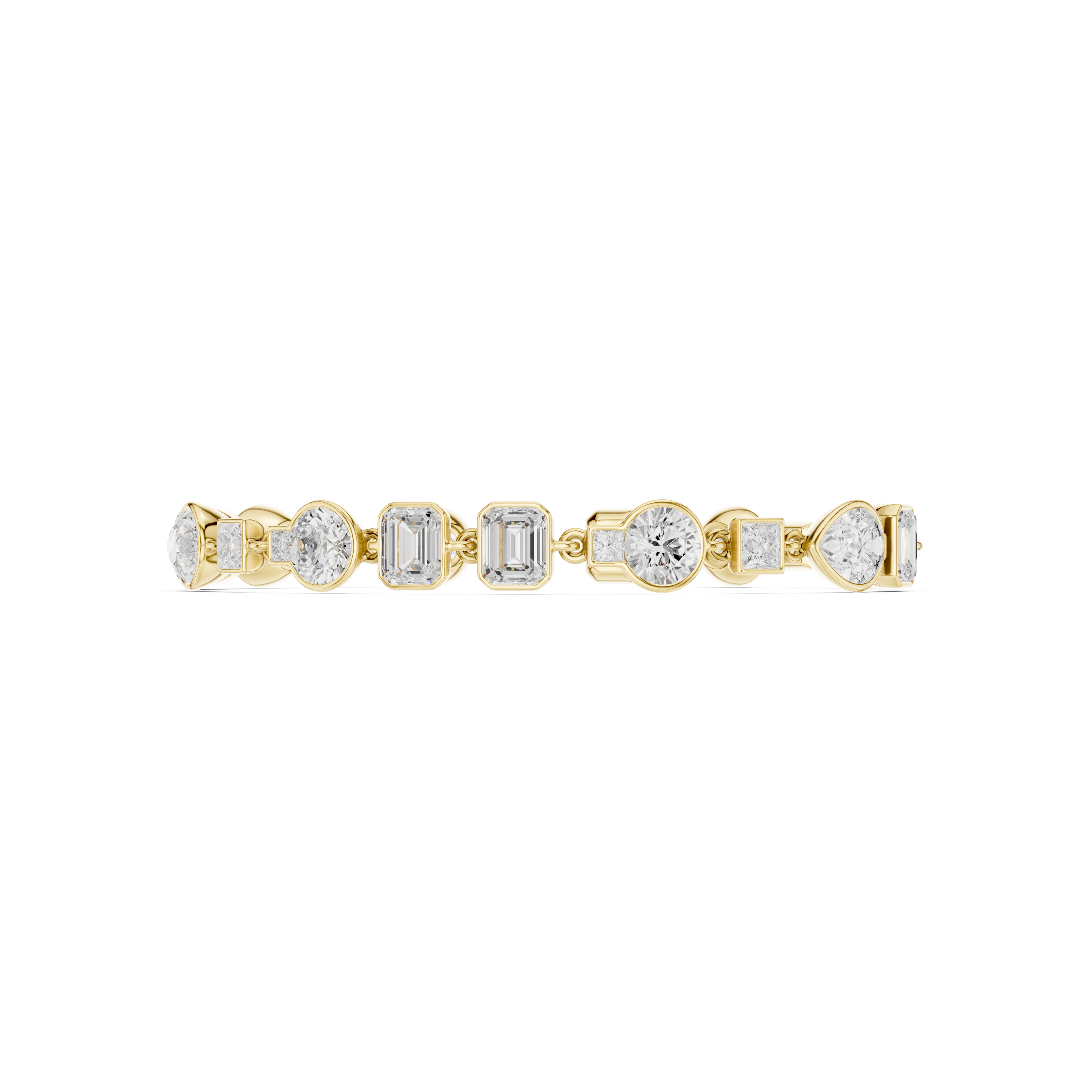 14K Gold Multi-Shape Lab-Grown Diamond Bangle Bracelet