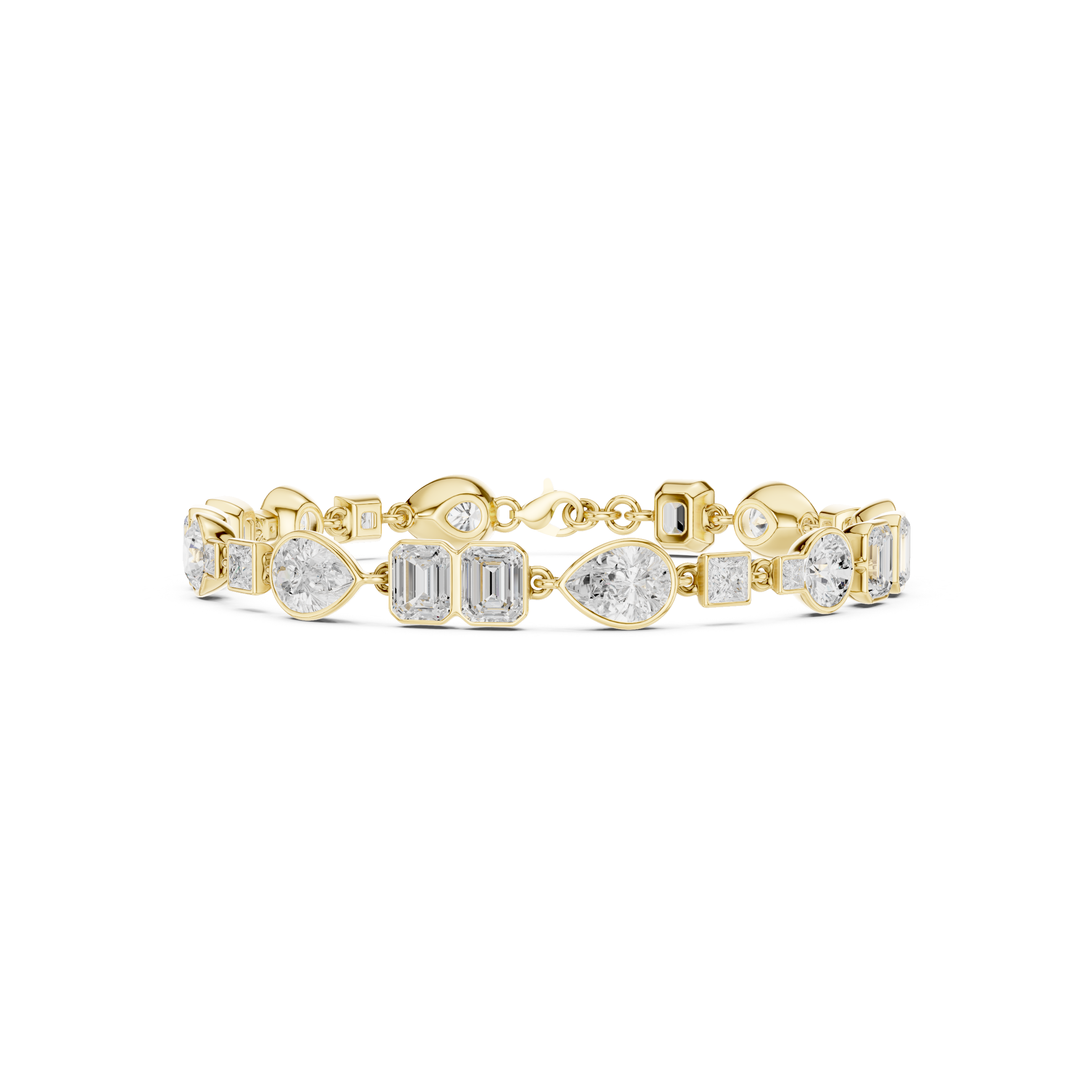 14K Gold Multi-Shape Lab-Grown Diamond Bangle Bracelet