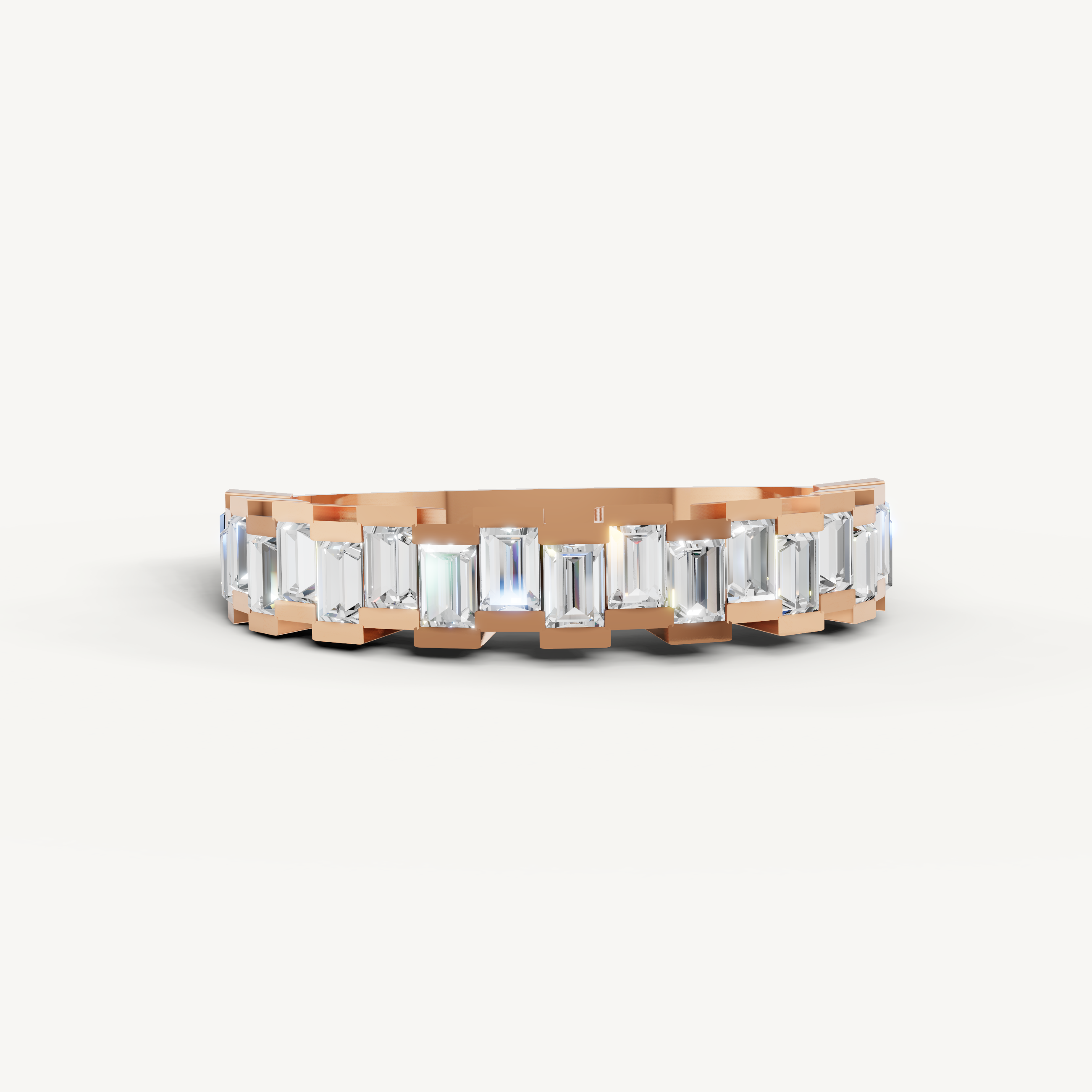 Raul Diamonds rose gold emerald cut diamond wedding band with timeless elegance