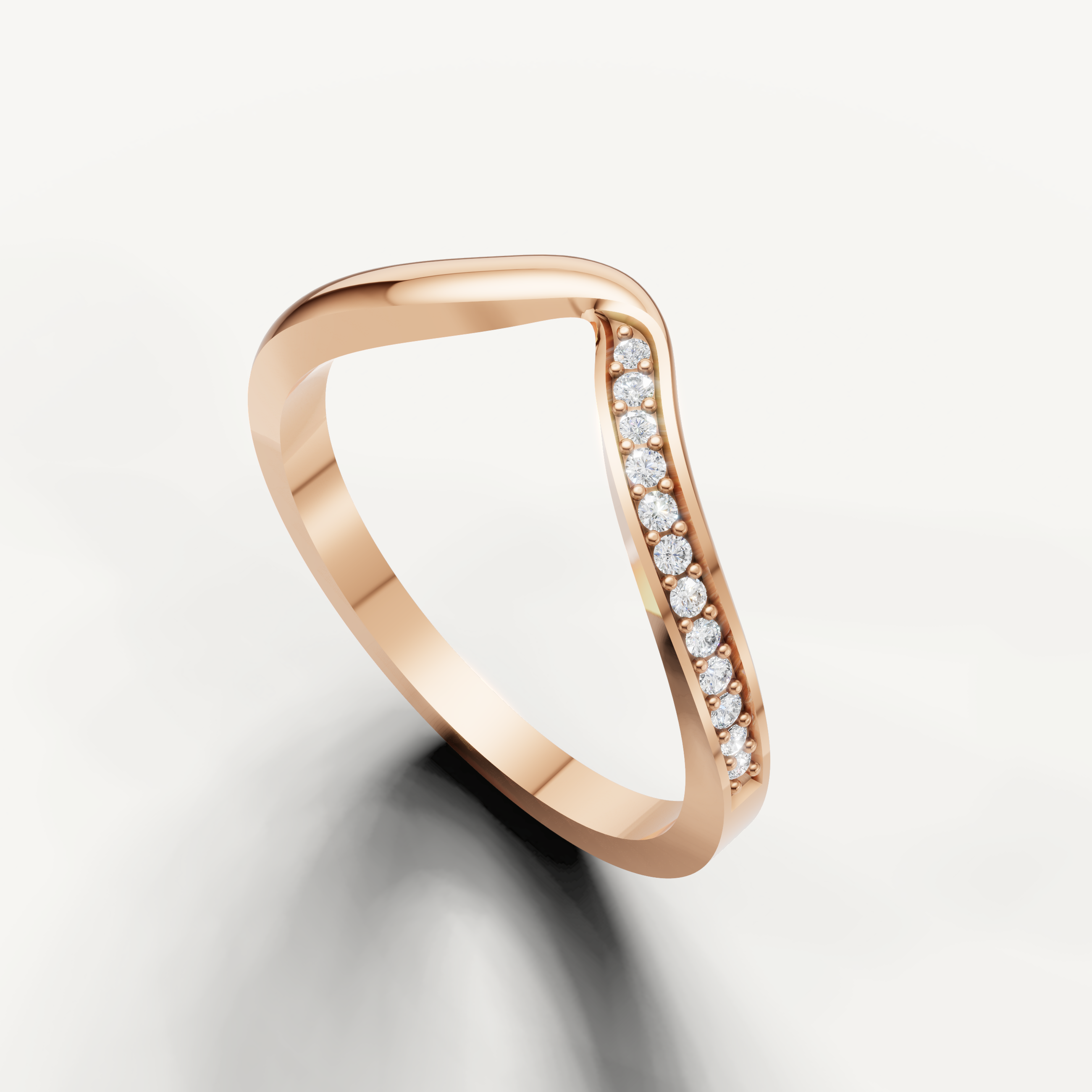 Luxury rose gold stackable wedding band with emerald cut diamonds