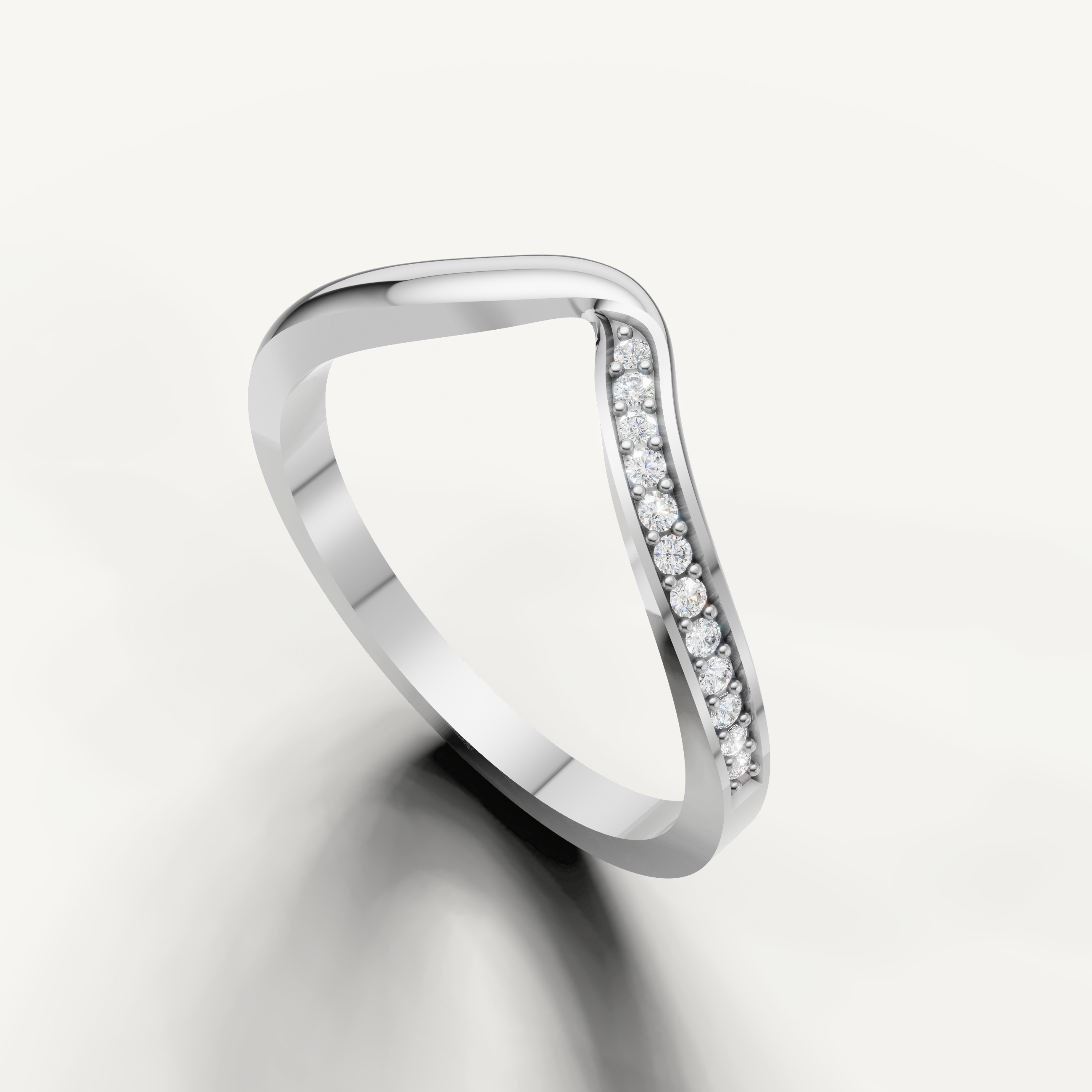 Modern white gold stackable diamond wedding band for women Raul Diamonds