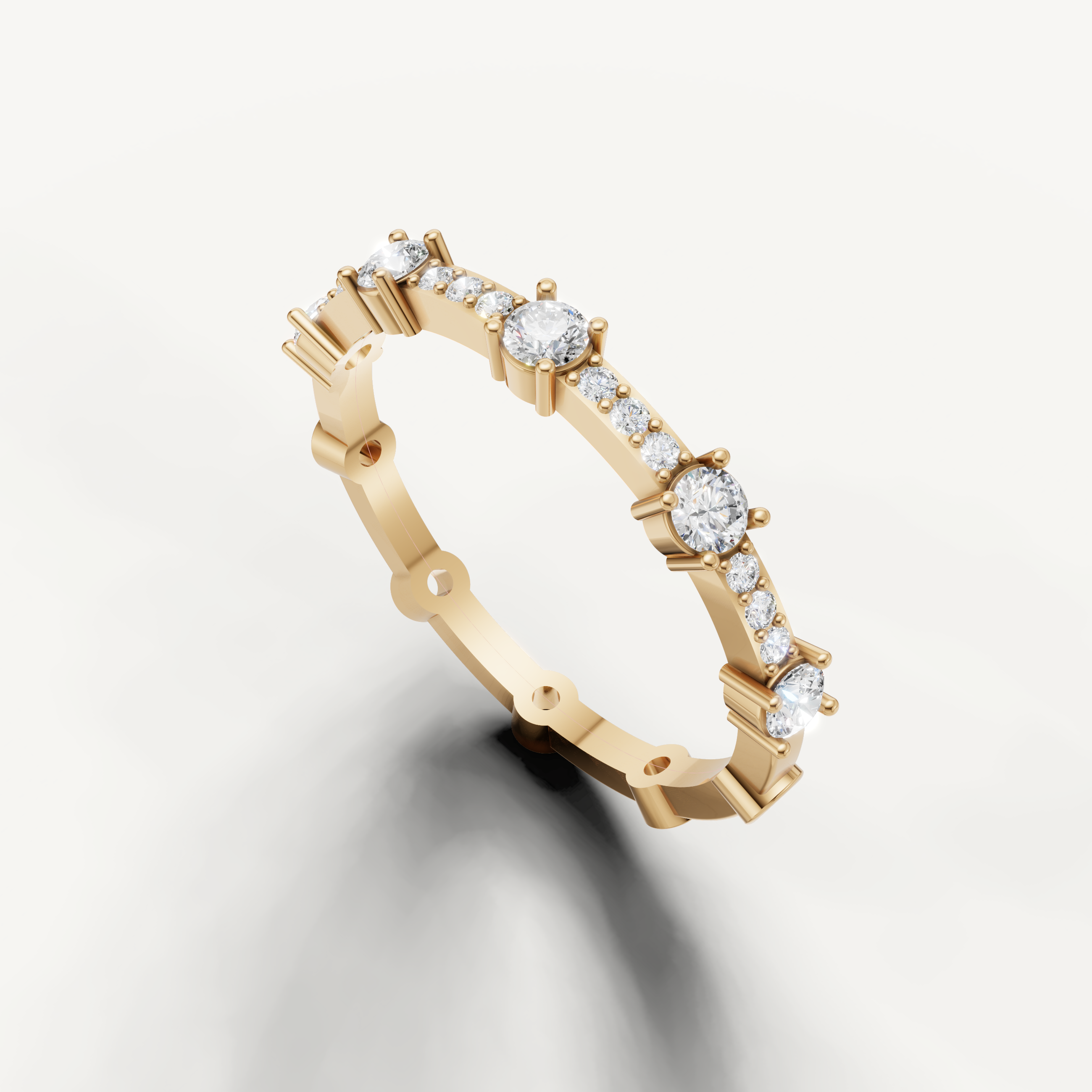 Luxury yellow gold stackable diamond wedding band for women by Raul Diamonds