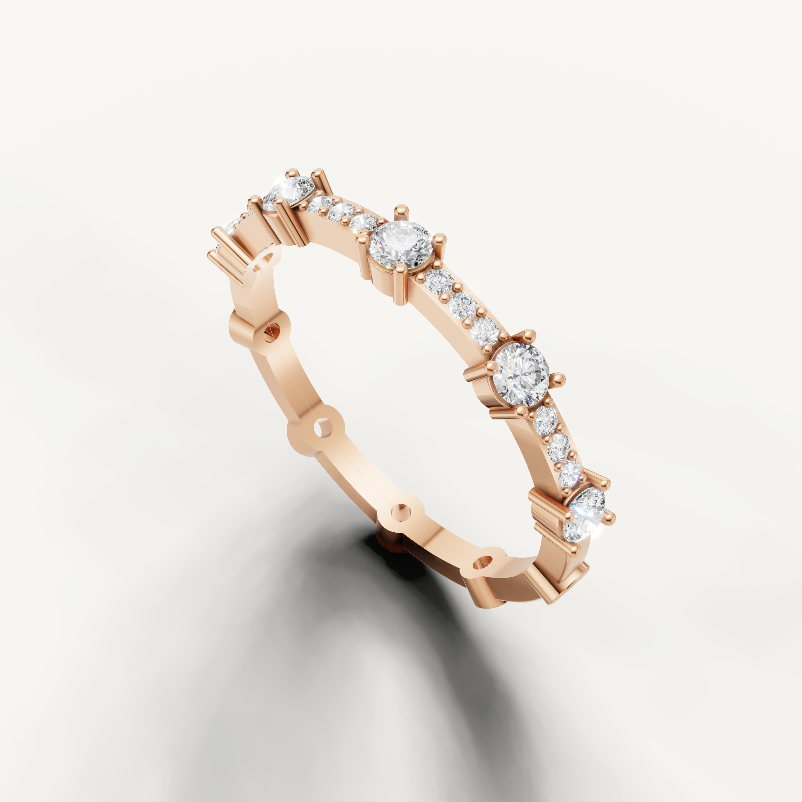 Luxury rose gold stackable diamond wedding band by Raul Diamonds