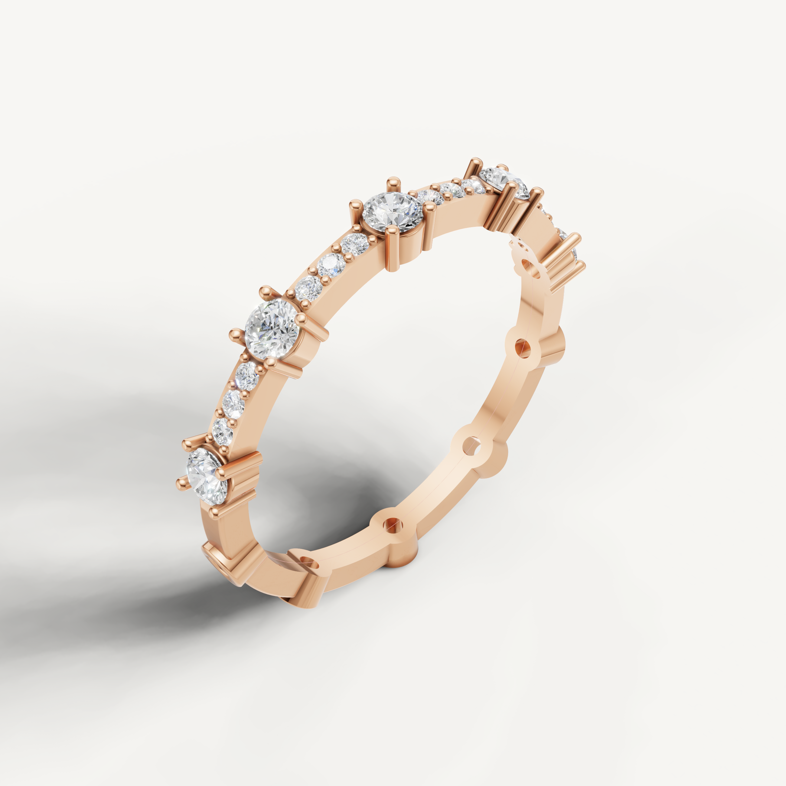 Rose gold eternity wedding ring with brilliant round diamonds for women