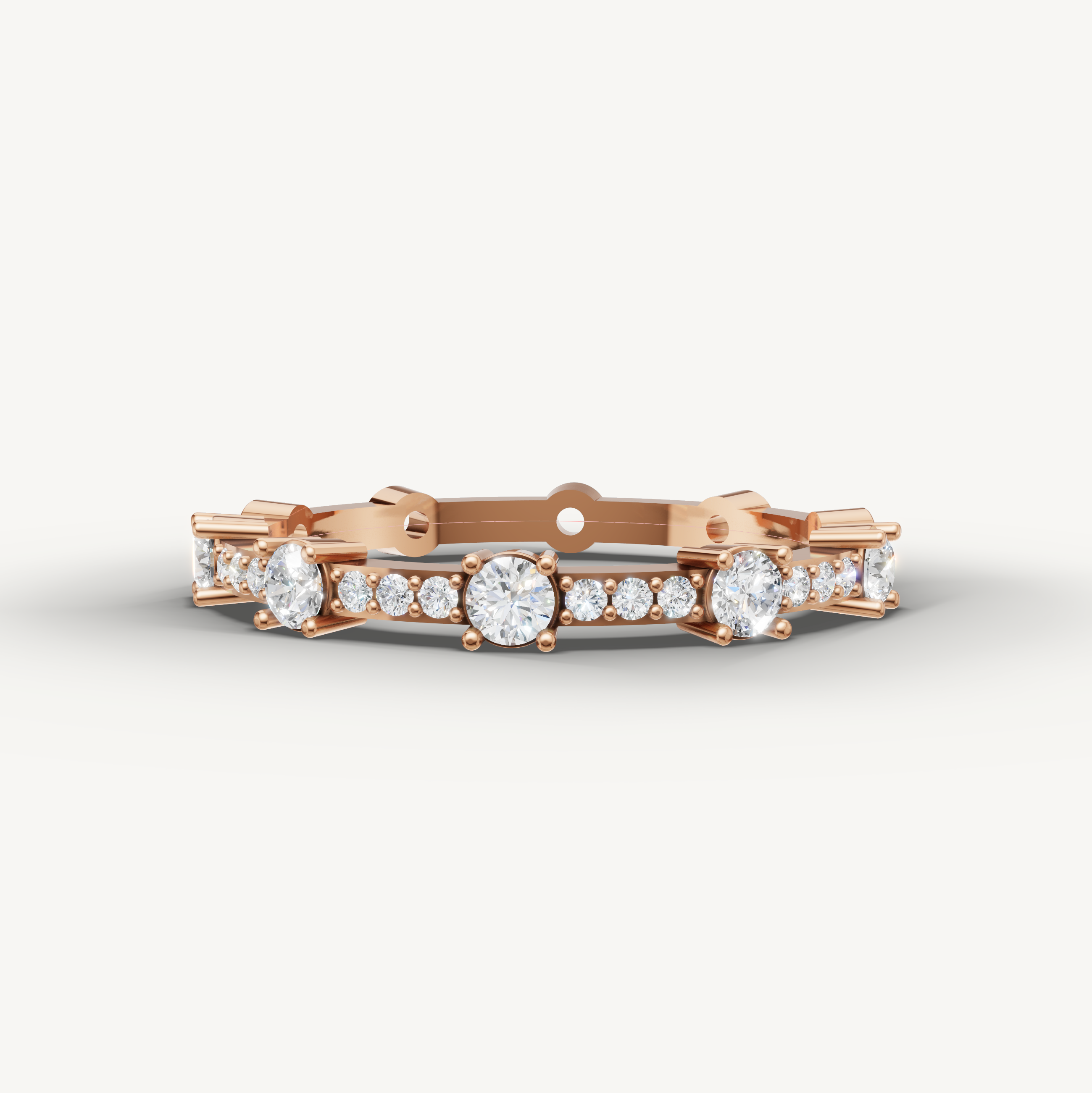 Rose gold eternity wedding ring with brilliant round diamonds for women