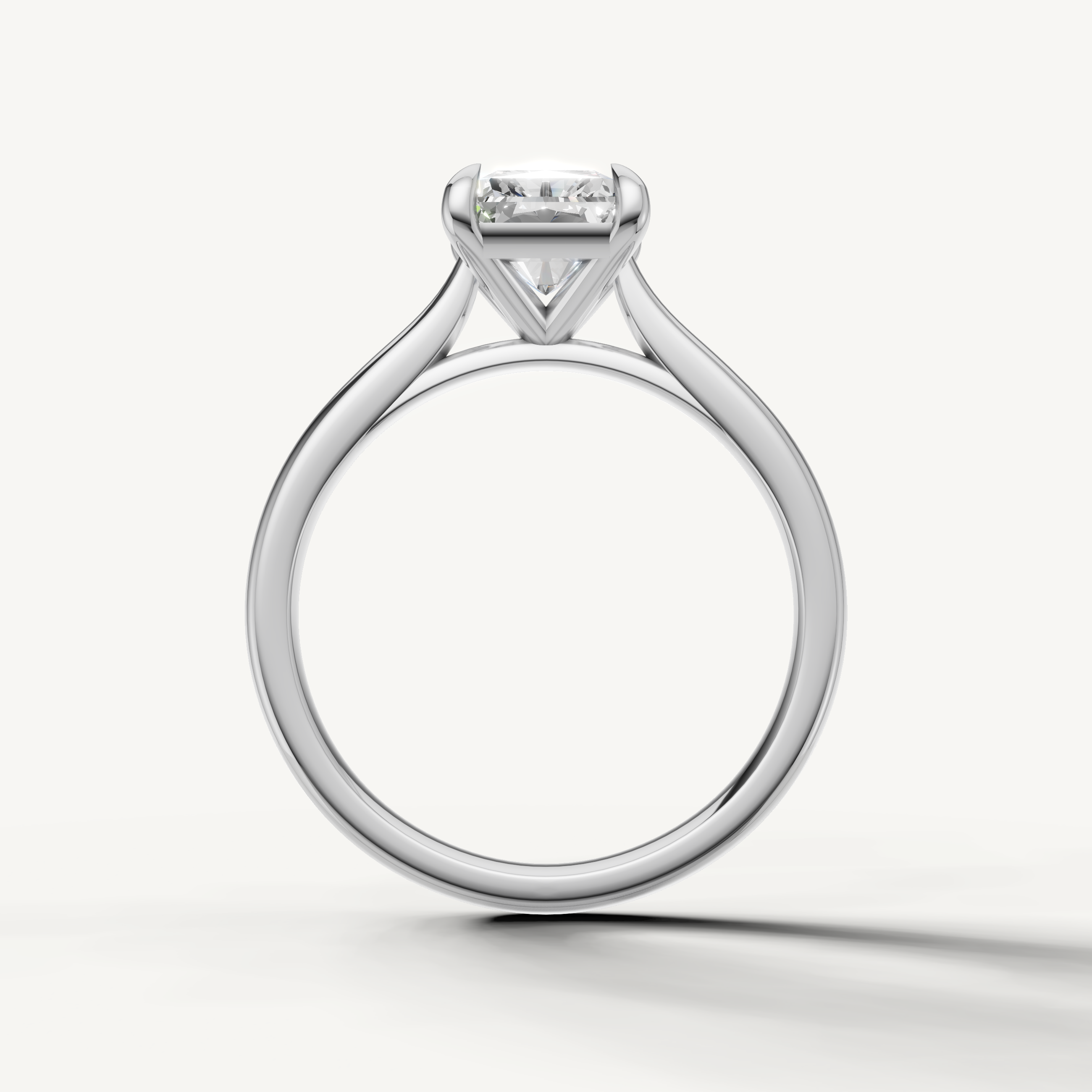 Minimalist radiant solitaire white gold ring with brilliant diamond by Raul Diamonds