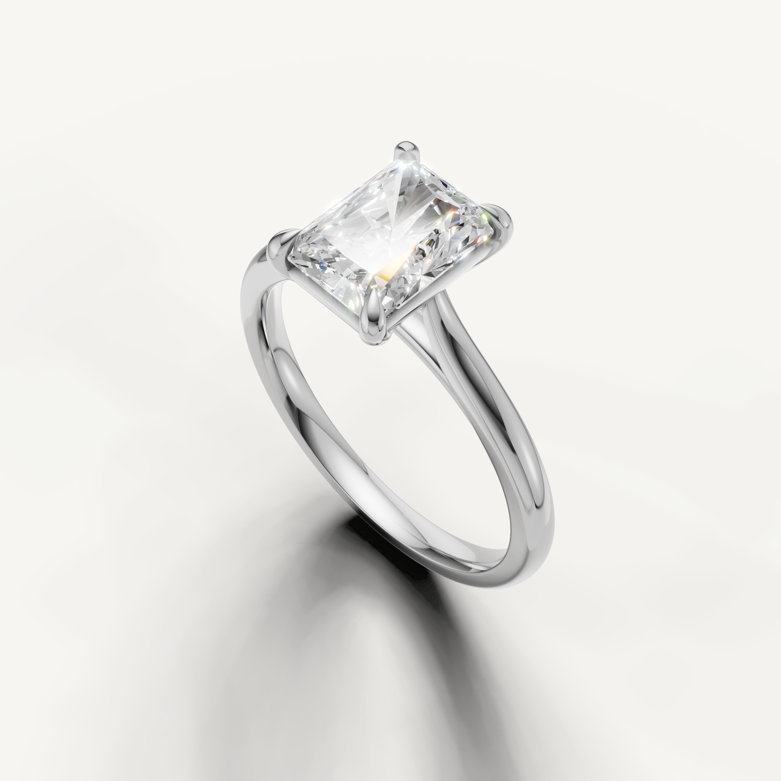 Luxury radiant cut white gold engagement ring crafted by Raul Diamonds