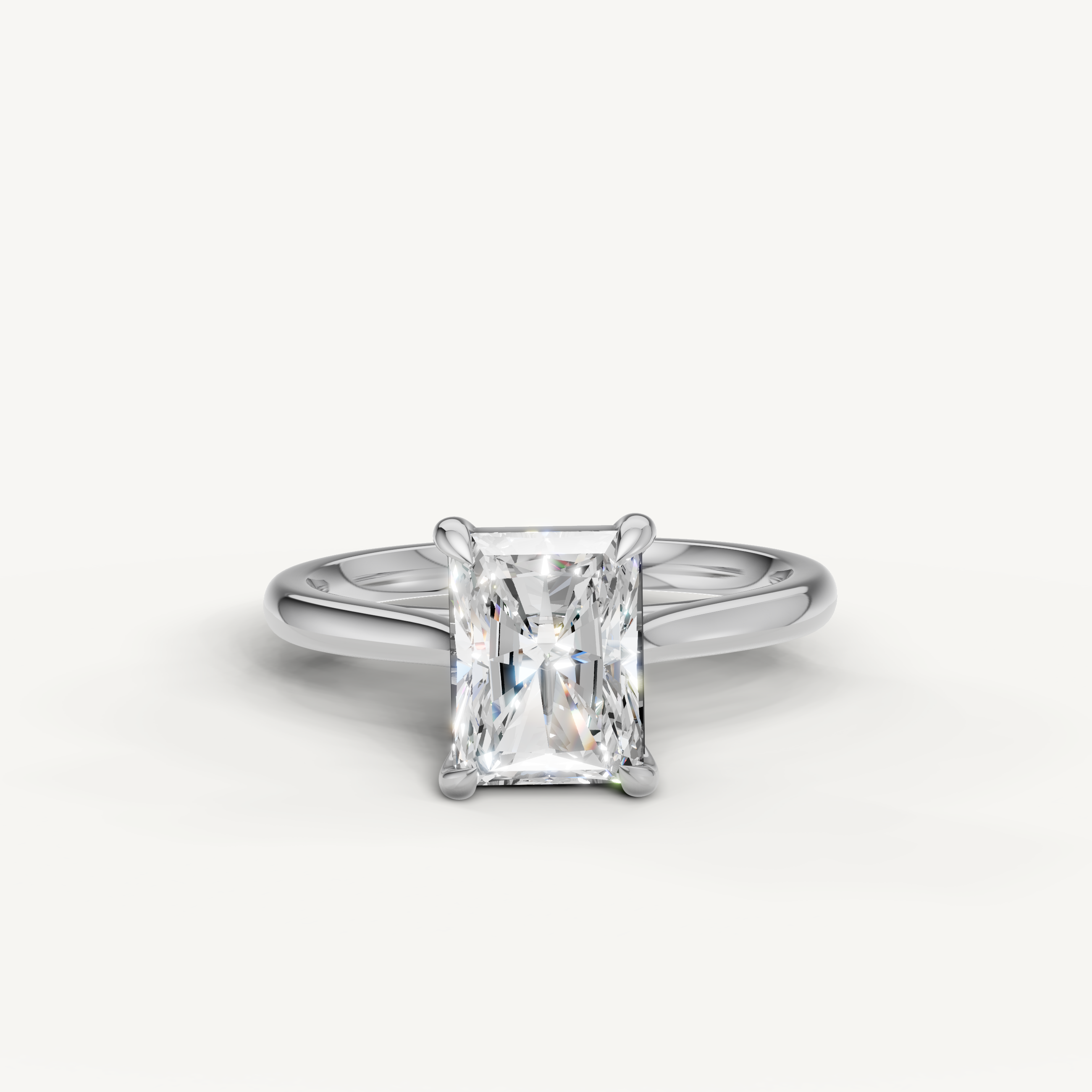 Raul Diamonds radiant cut engagement ring in white gold with classic solitaire design