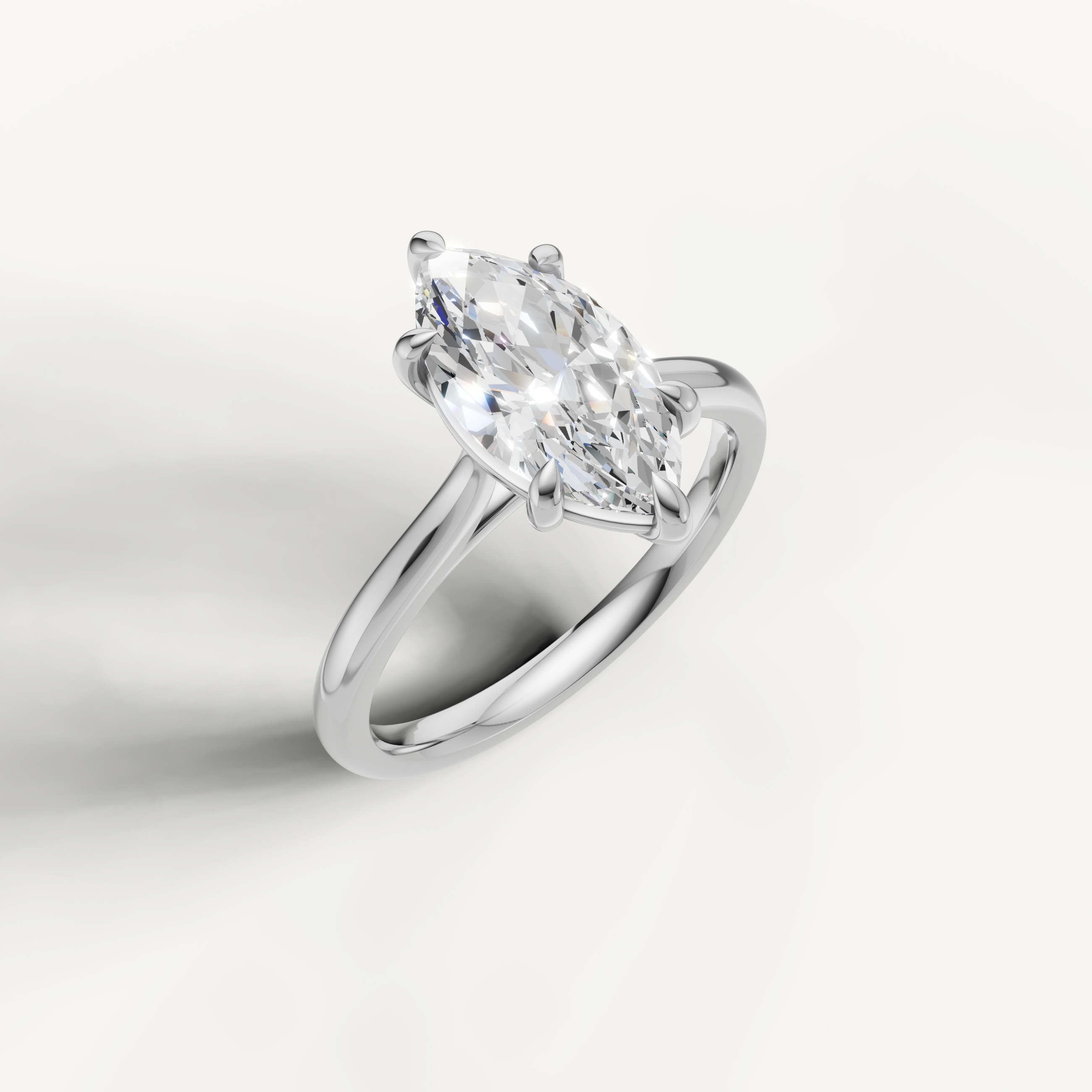 White gold marquise diamond ring by Raul Diamonds with refined minimalist elegance