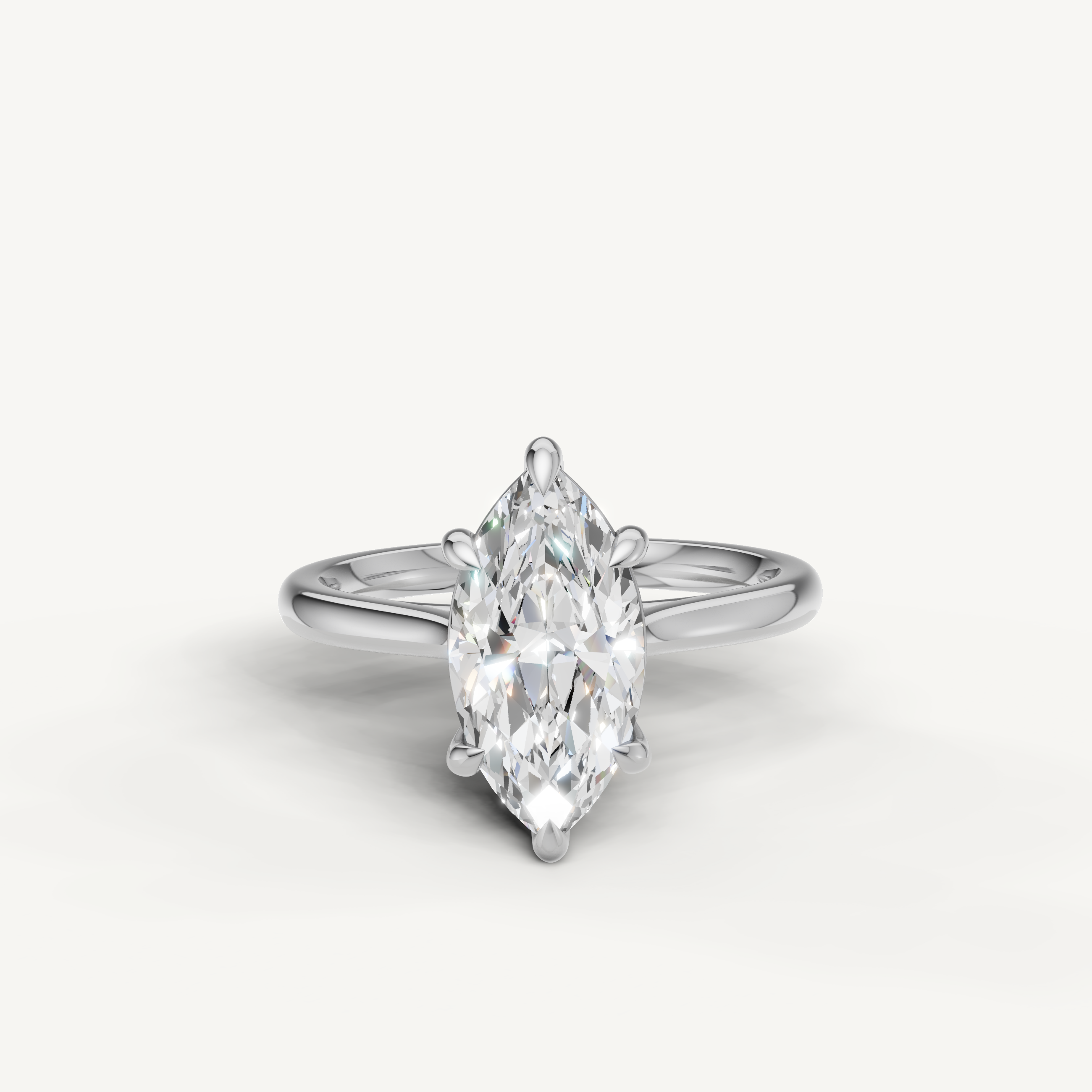 Raul Diamonds marquise cut engagement ring in white gold with timeless solitaire setting