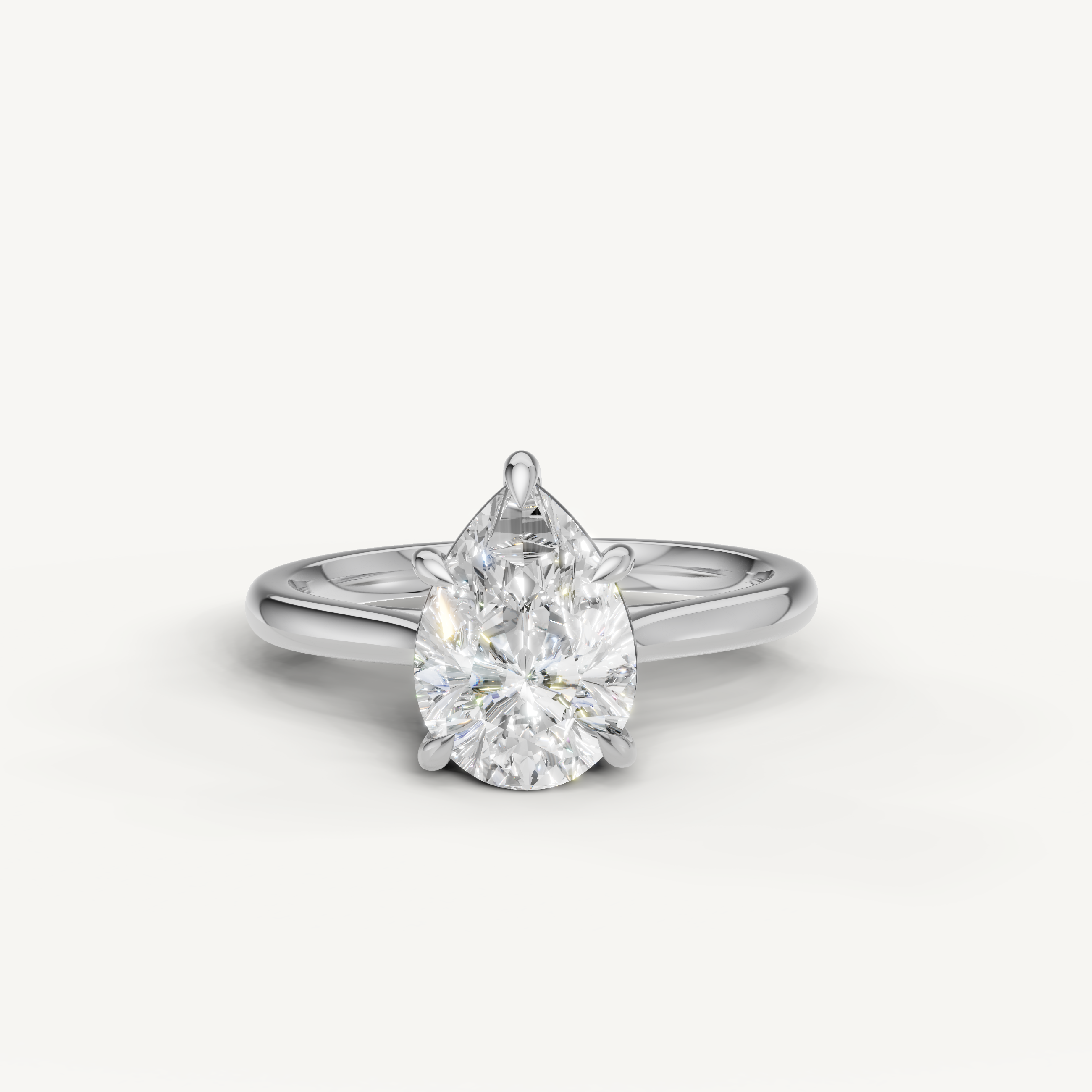 Raul Diamonds pear cut engagement ring in white gold with timeless solitaire setting