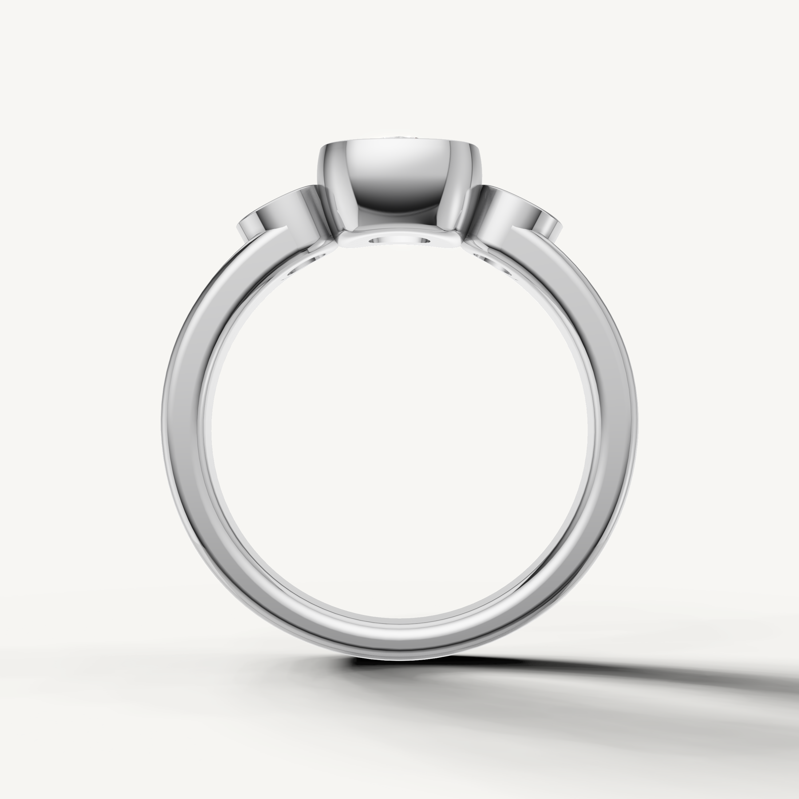 Premium Seo white gold cushion bezel diamond ring crafted by Raul Diamonds.
