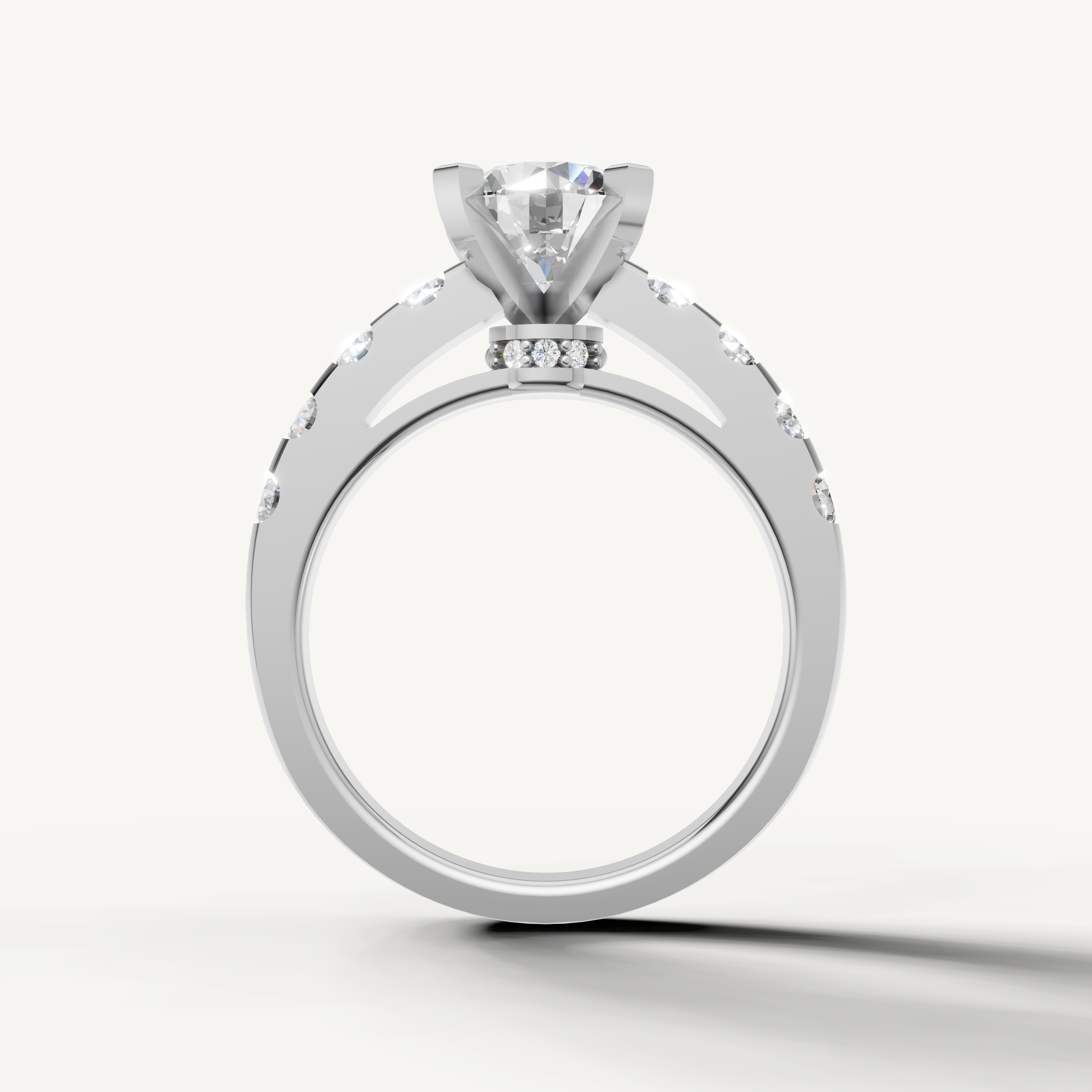 Premium Seo white gold round diamond engagement ring by Raul Diamonds.
