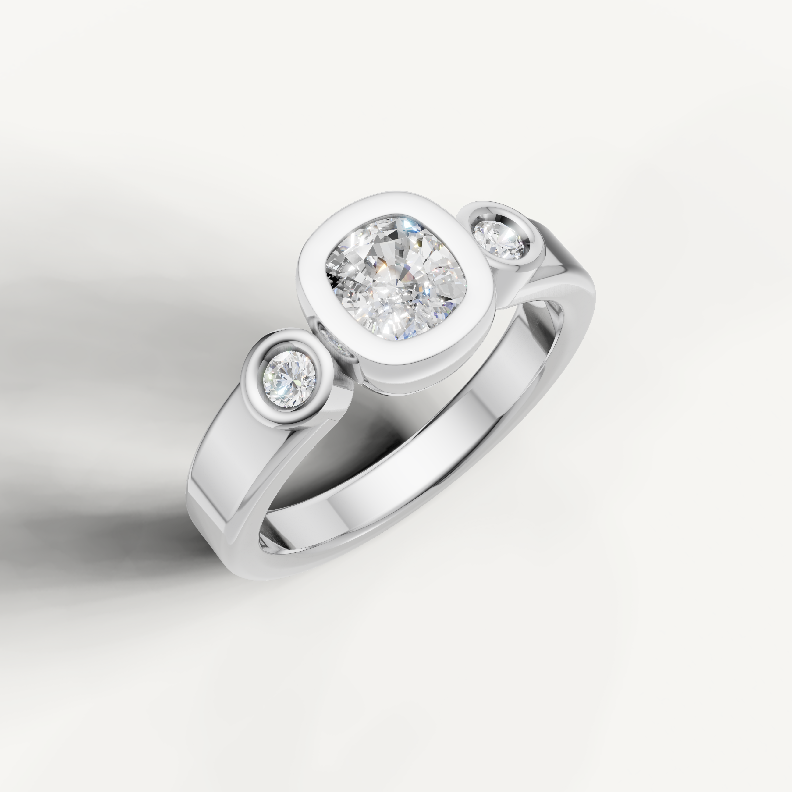 Timeless Seo yellow gold diamond ring with modern bezel setting by Raul Diamonds.