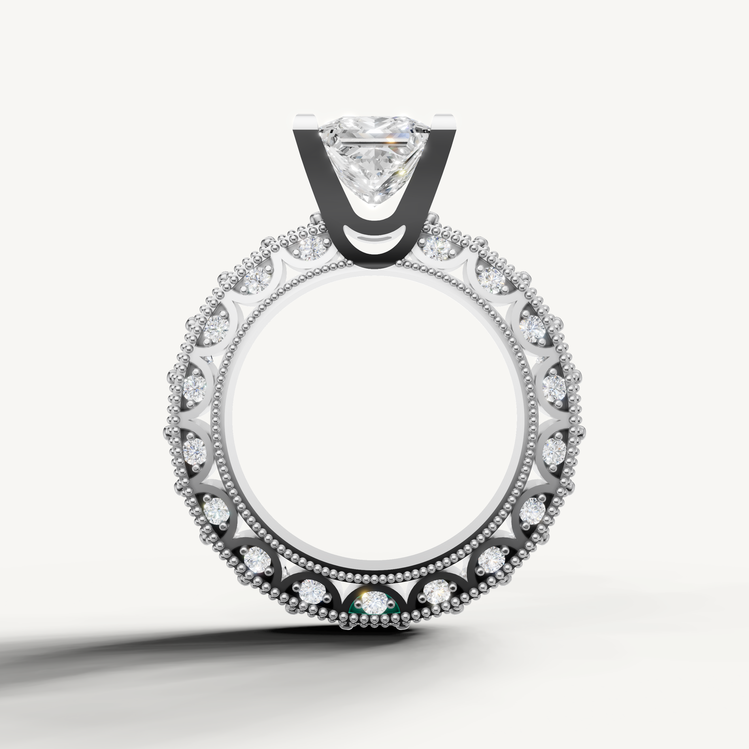 Premium Seo white gold princess cut diamond ring by Raul Diamonds.
