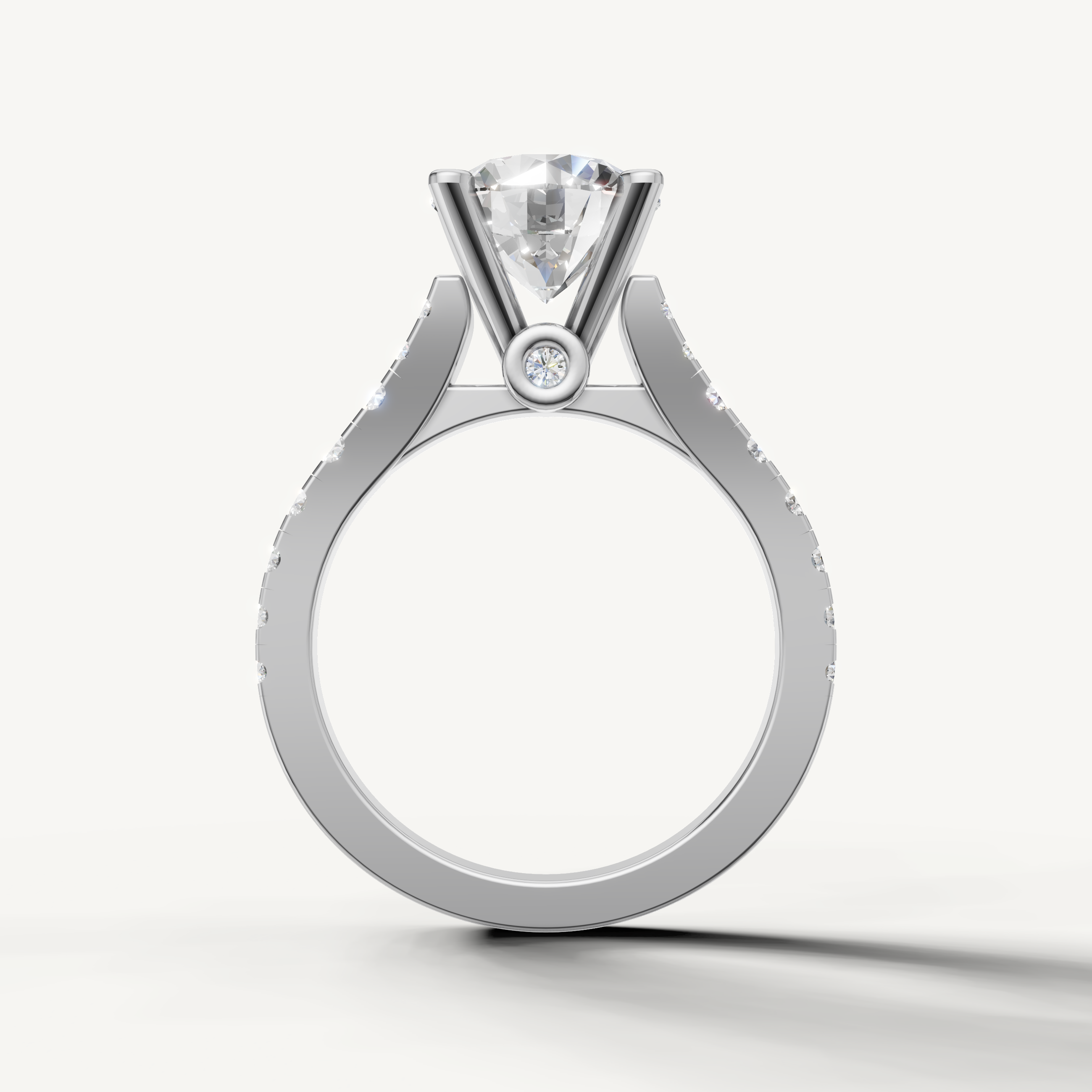 Premium Seo white gold round diamond engagement ring crafted by Raul Diamonds.

