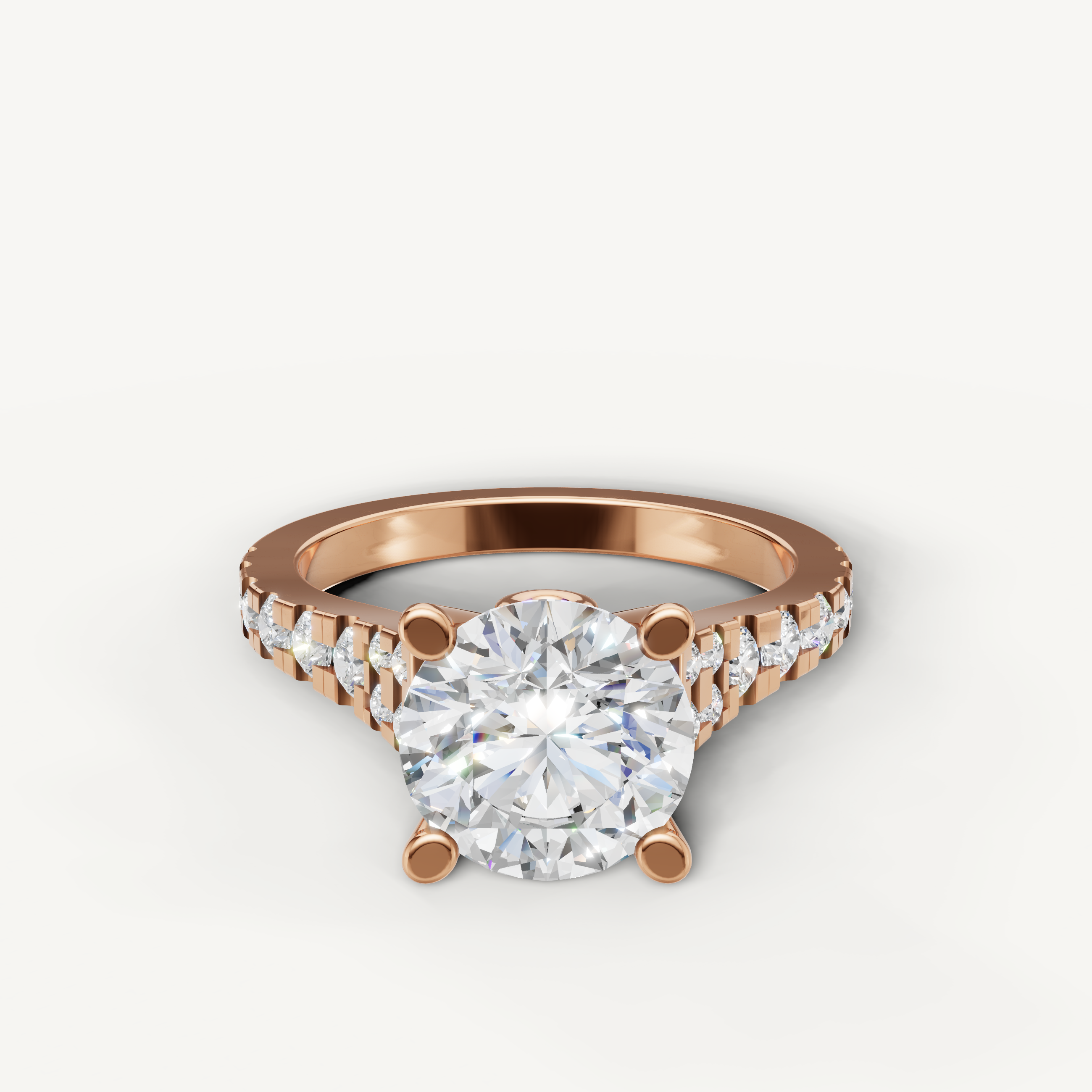 Elegant Seo rose gold round diamond engagement ring crafted by Raul Diamonds.
