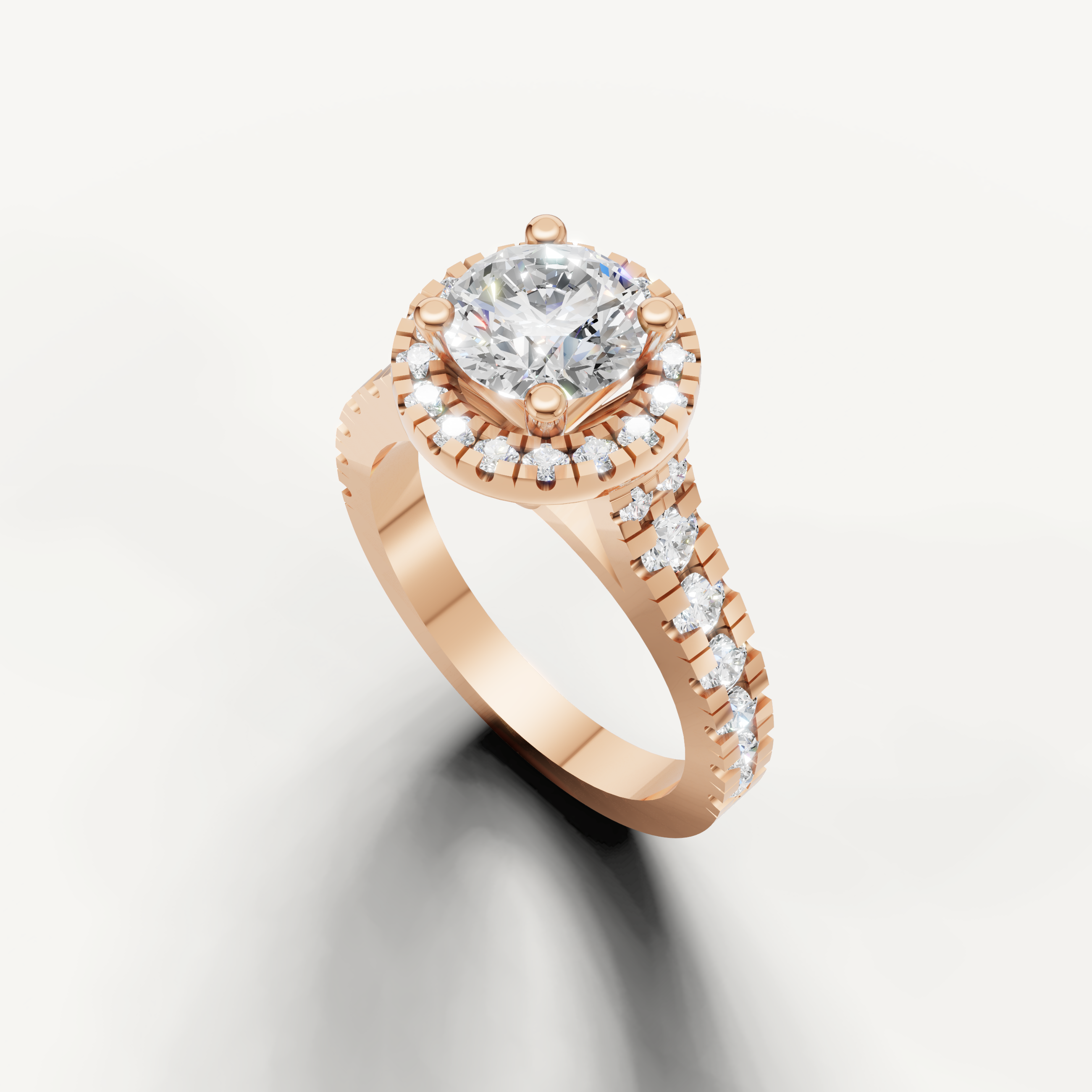 Luxury Seo yellow gold vintage halo engagement ring from Raul Diamonds.