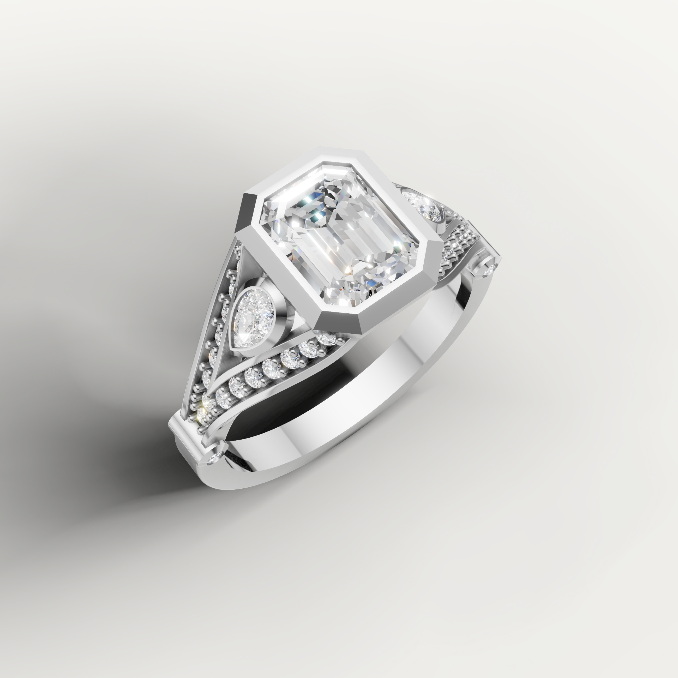 Timeless Seo yellow gold emerald diamond engagement ring by Raul Diamonds.