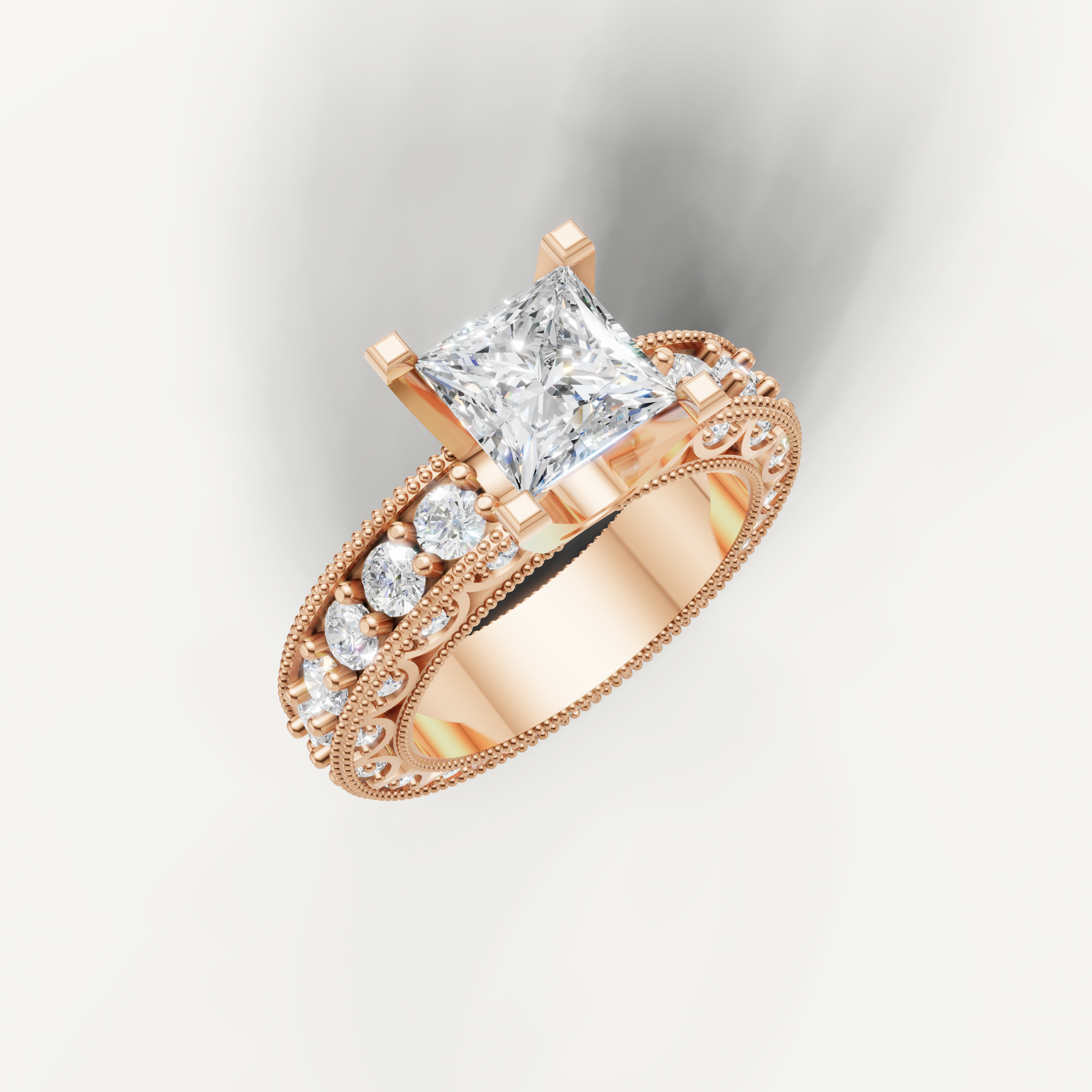 Seo white gold vintage-inspired princess cut engagement ring from Raul Diamonds.