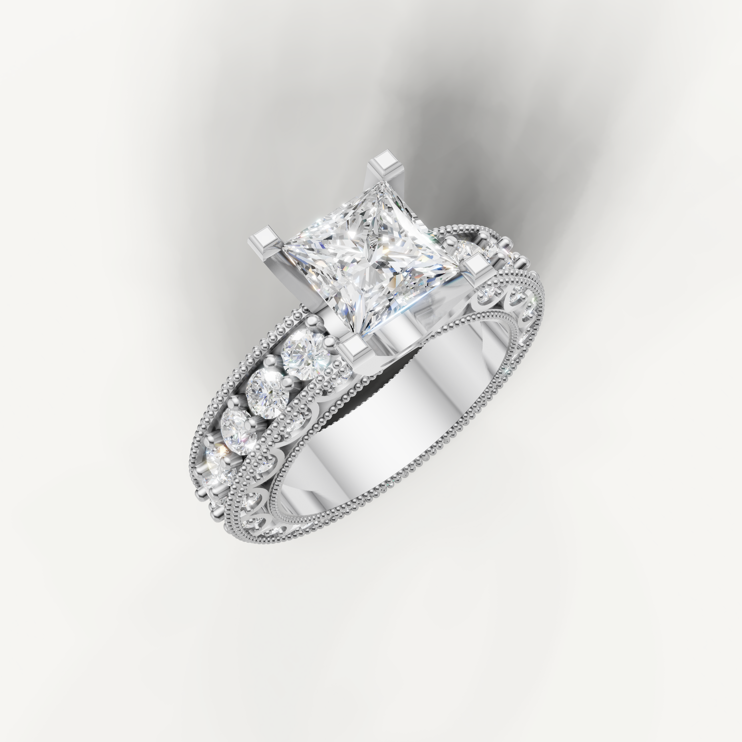 Timeless Seo yellow gold princess diamond engagement ring crafted by Raul Diamonds.