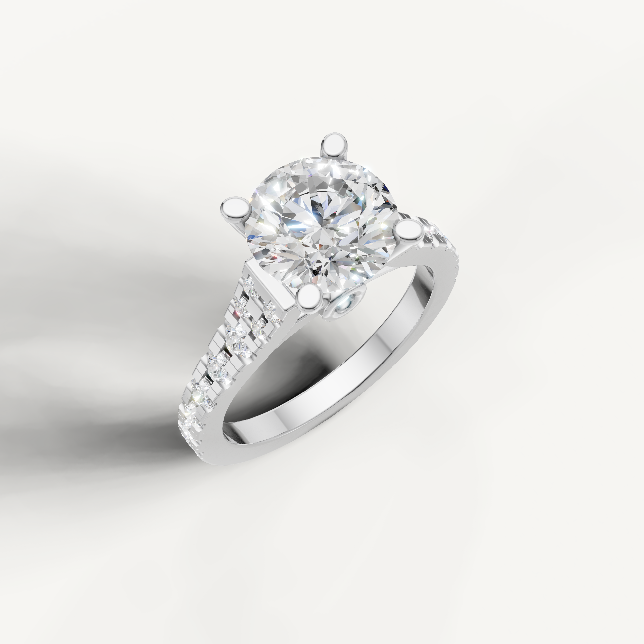 Timeless Seo yellow gold round engagement ring with sparkling diamonds by Raul Diamonds.