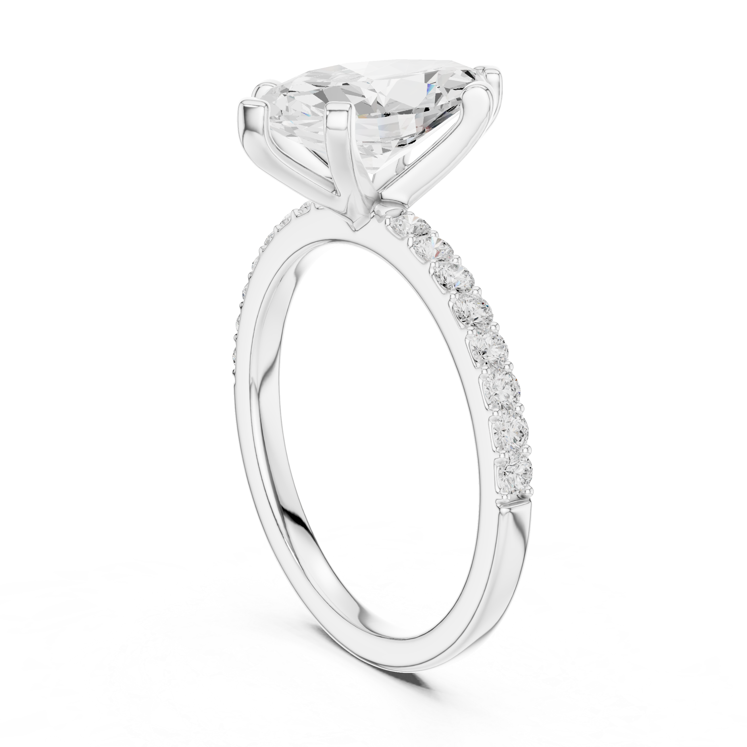 2.0ct marquise lab diamond engagement ring with pavé band