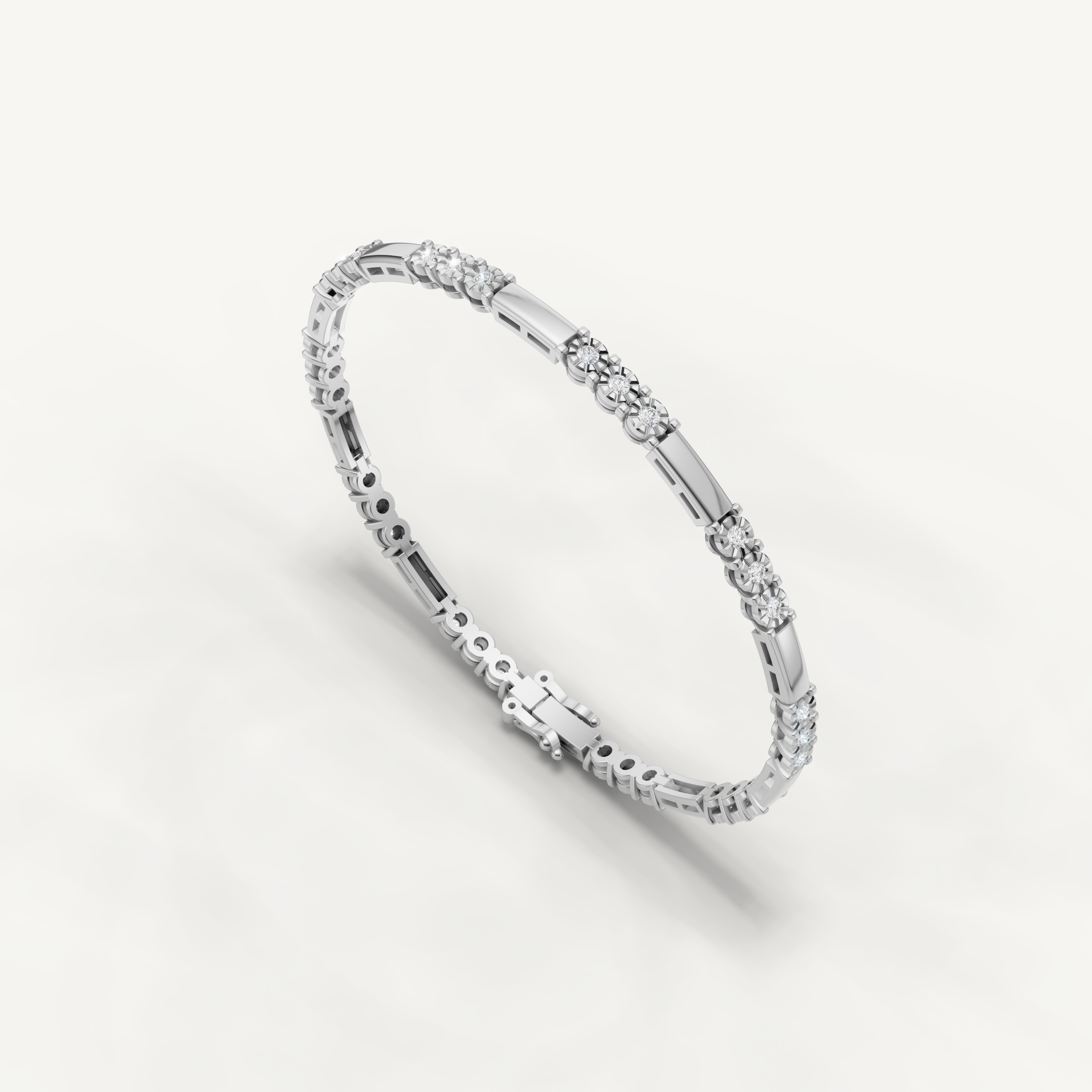 Elegant white gold diamond bracelet with geometric link styling by Raul Diamonds
