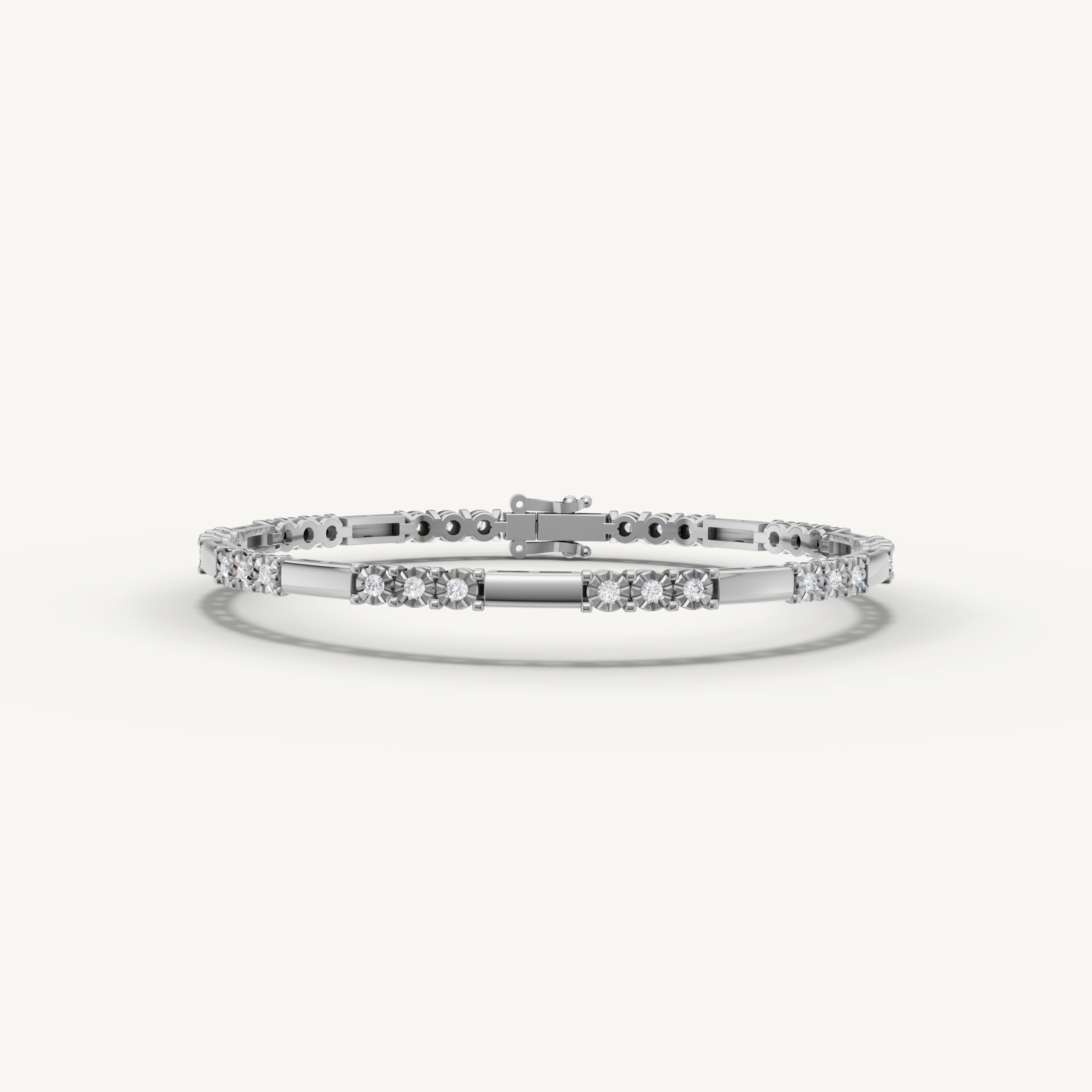 White gold lab grown diamond tennis bracelet with sleek modern design by Raul Diamonds