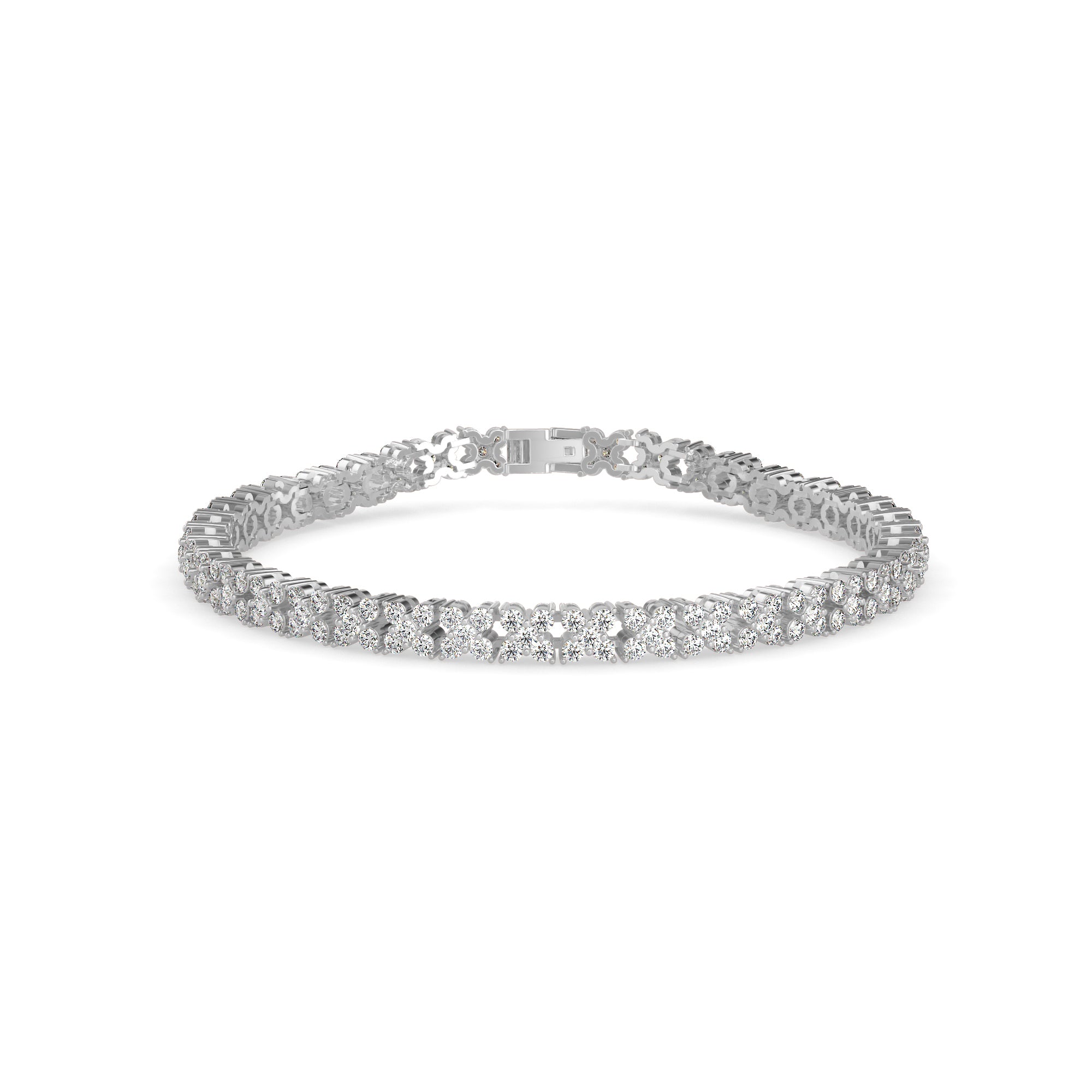 Crisscross Double Row Lab-Grown Diamond Tennis Bracelet in 14K Gold
