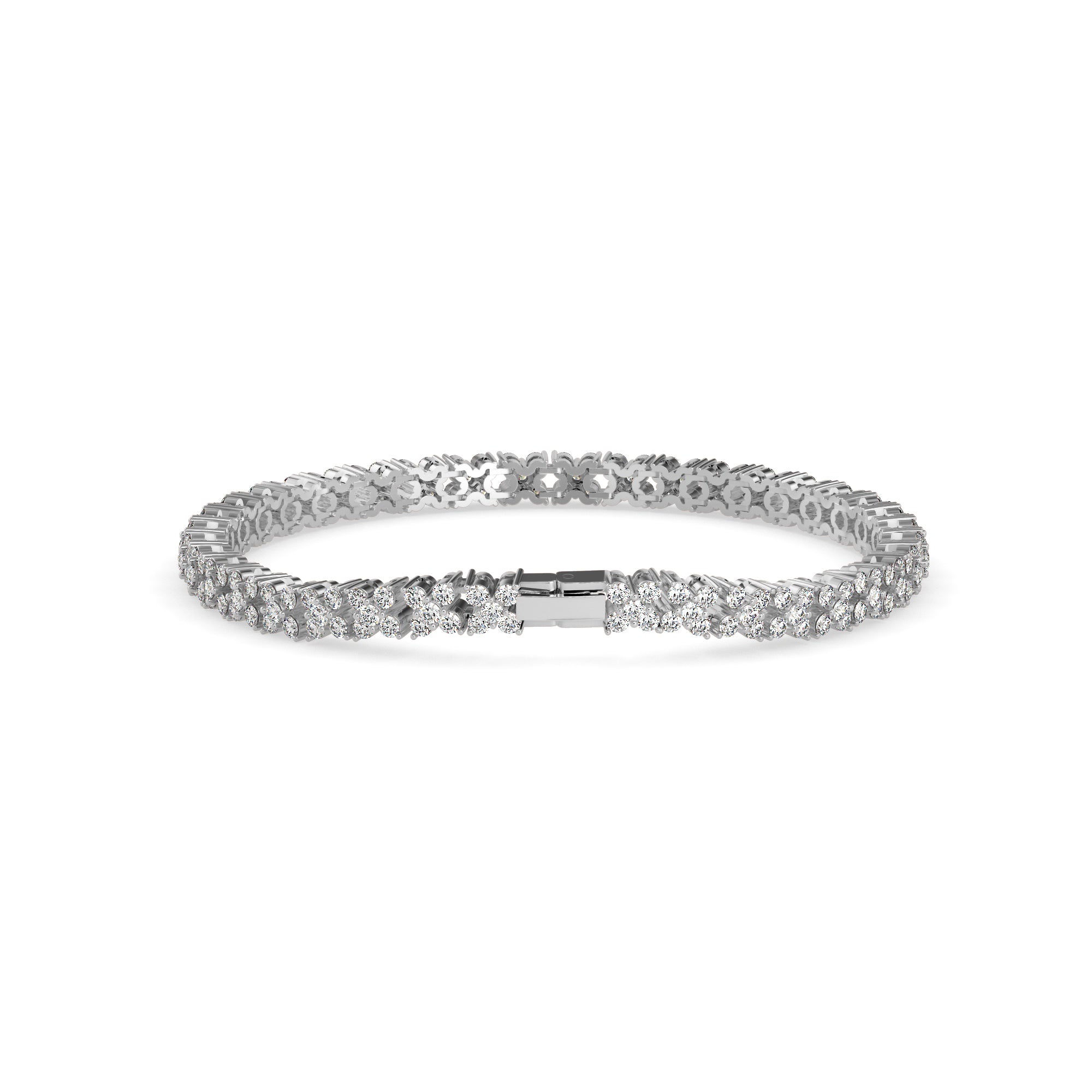 Crisscross Double Row Lab-Grown Diamond Tennis Bracelet in 14K Gold