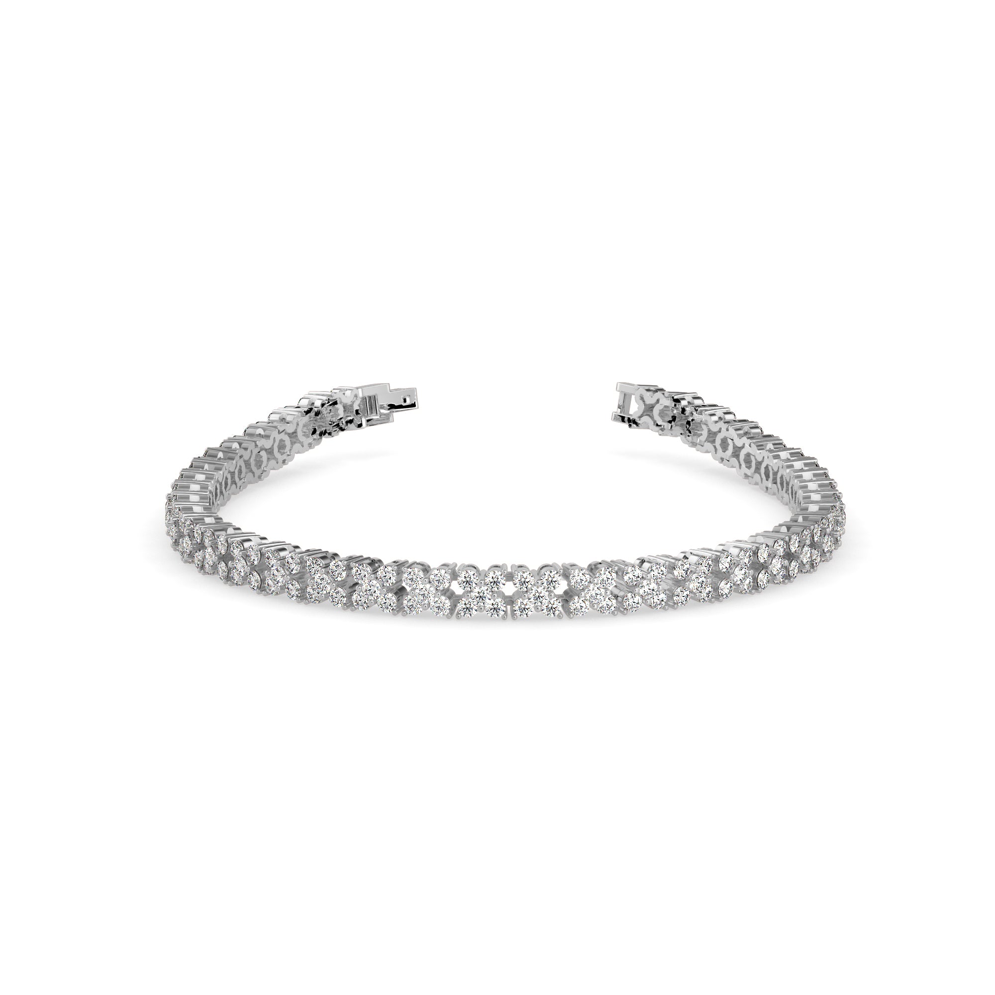 Crisscross Double Row Lab-Grown Diamond Tennis Bracelet in 14K Gold