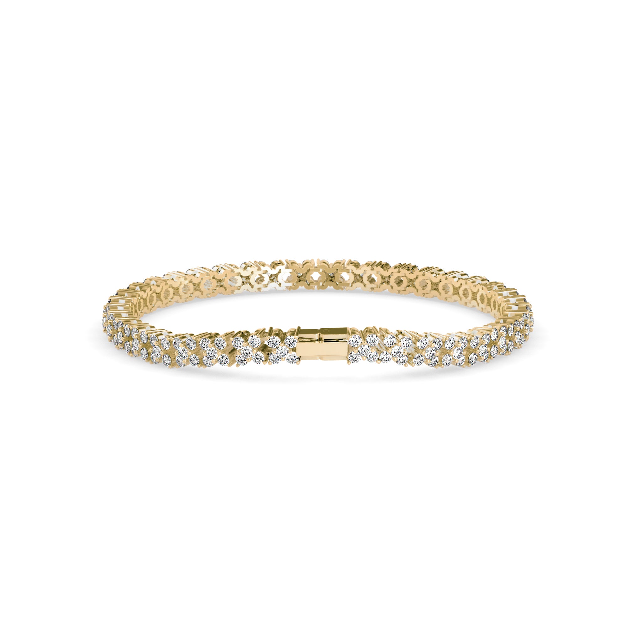 Crisscross Double Row Lab-Grown Diamond Tennis Bracelet in 14K Gold