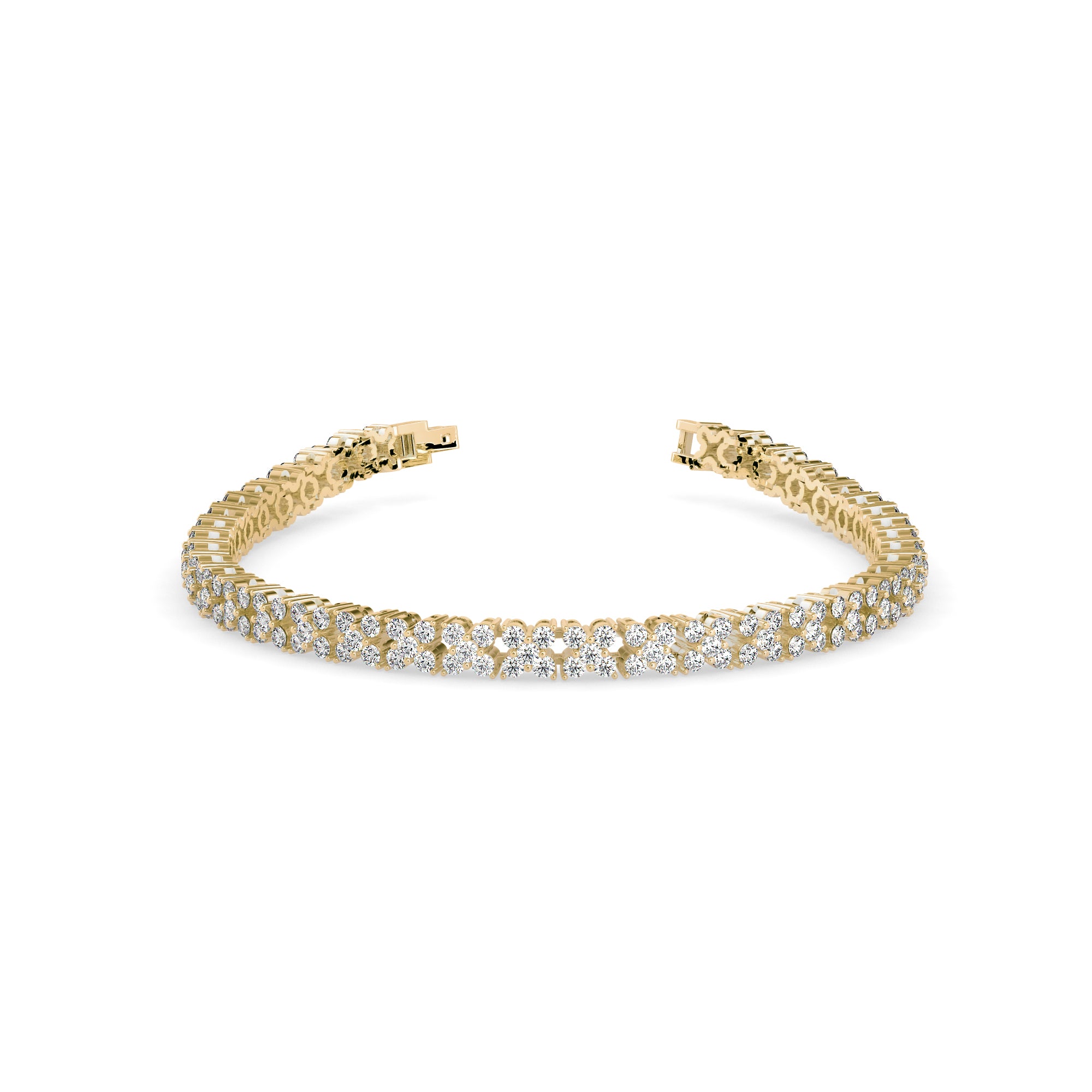 Crisscross Double Row Lab-Grown Diamond Tennis Bracelet in 14K Gold