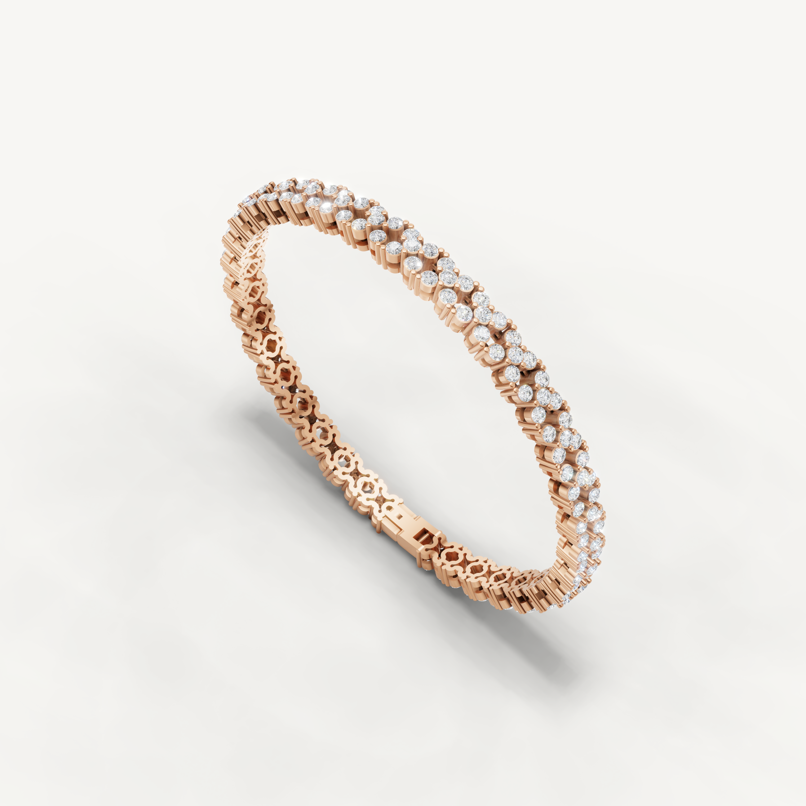Rose gold fine jewelry bracelet featuring geometric diamond link details by Raul Diamonds