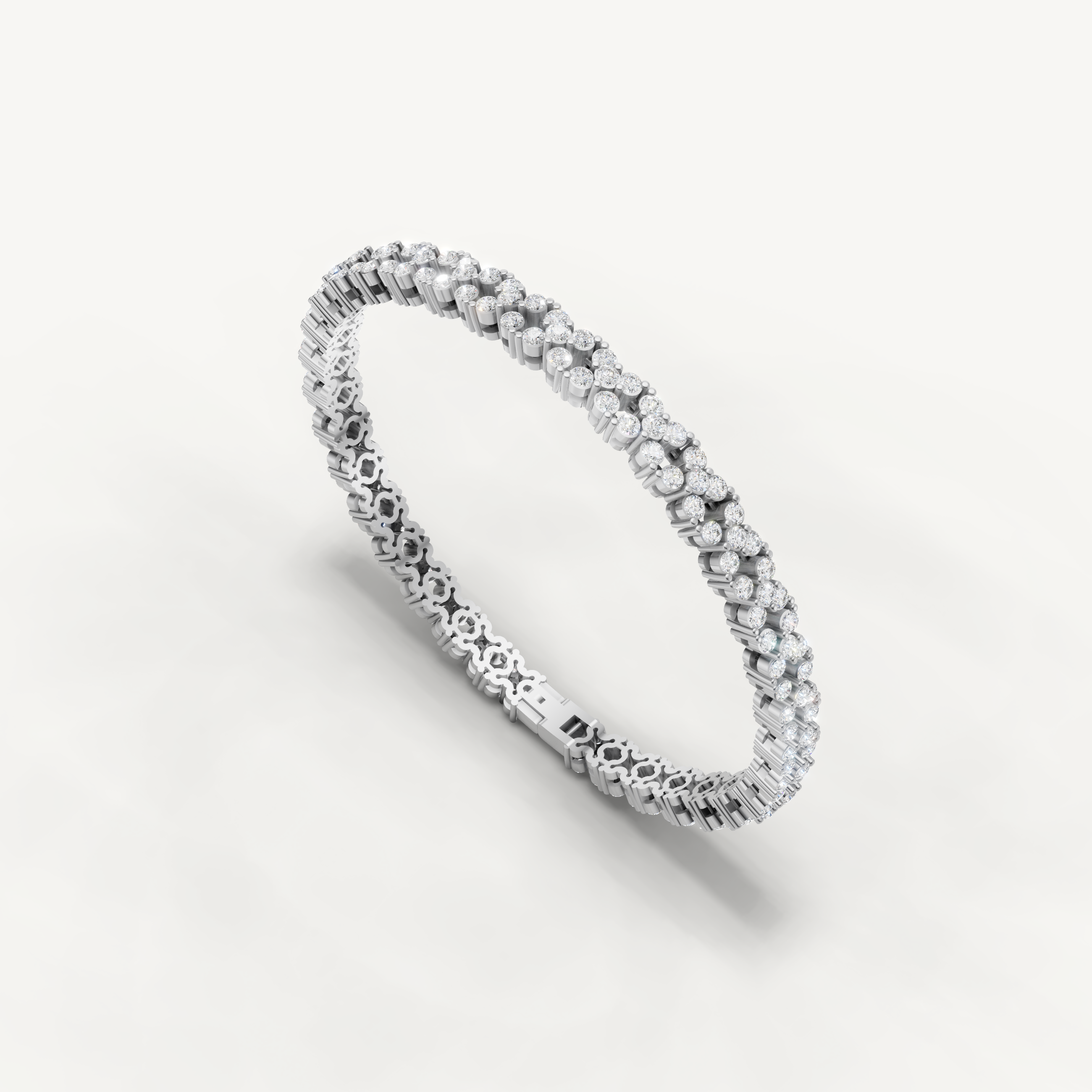 Elegant white gold diamond bracelet with geometric link styling by Raul Diamonds
