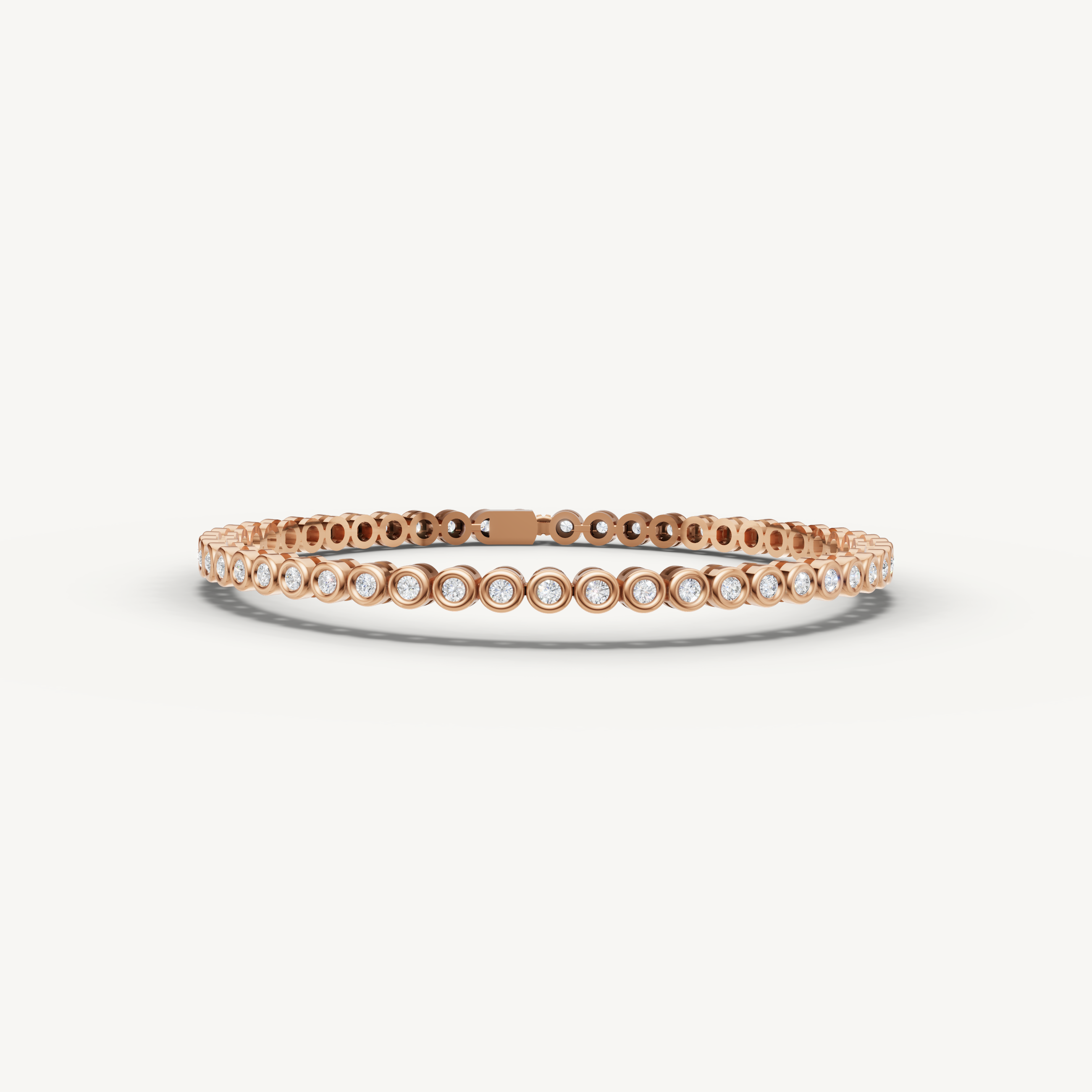 Rose gold bezel set lab grown diamond tennis bracelet with modern elegance by Raul Diamonds